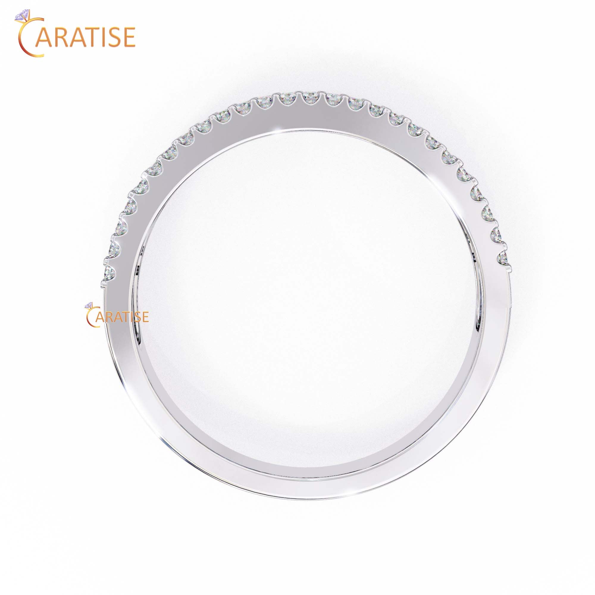 0.60 TDW Round & Baguette Cut Diamond Women's Minimalist Band