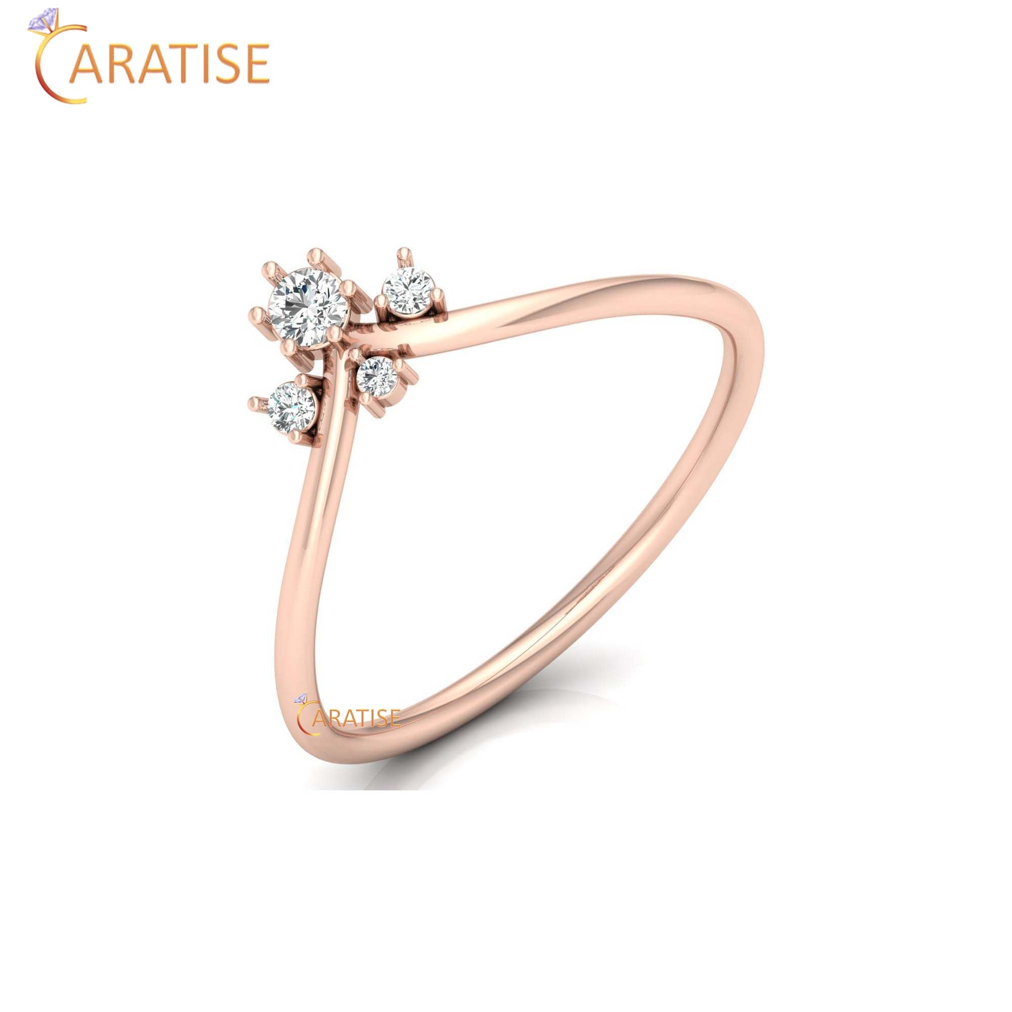0.10 TDW Round Cut Minimalist Diamond Ring