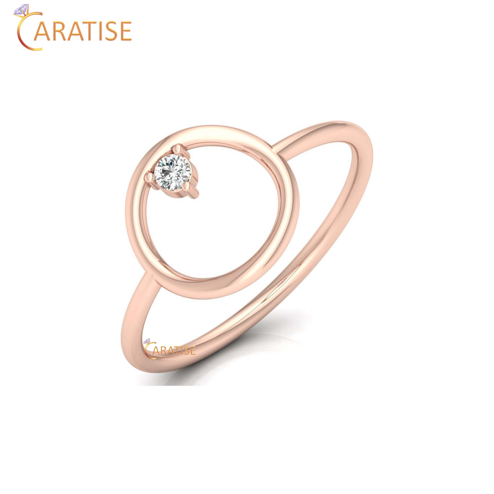 0.04 TDW Round Cut Women's Minimalist Diamond Ring