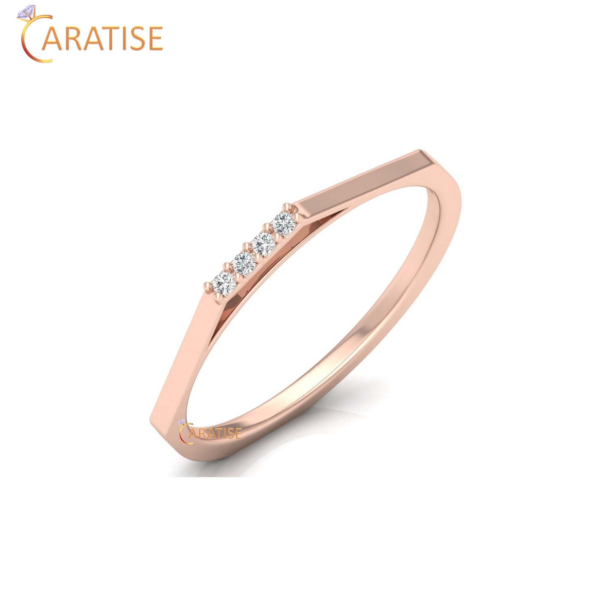0.03 TDW Round Cut Women's Minimalist Diamond Ring