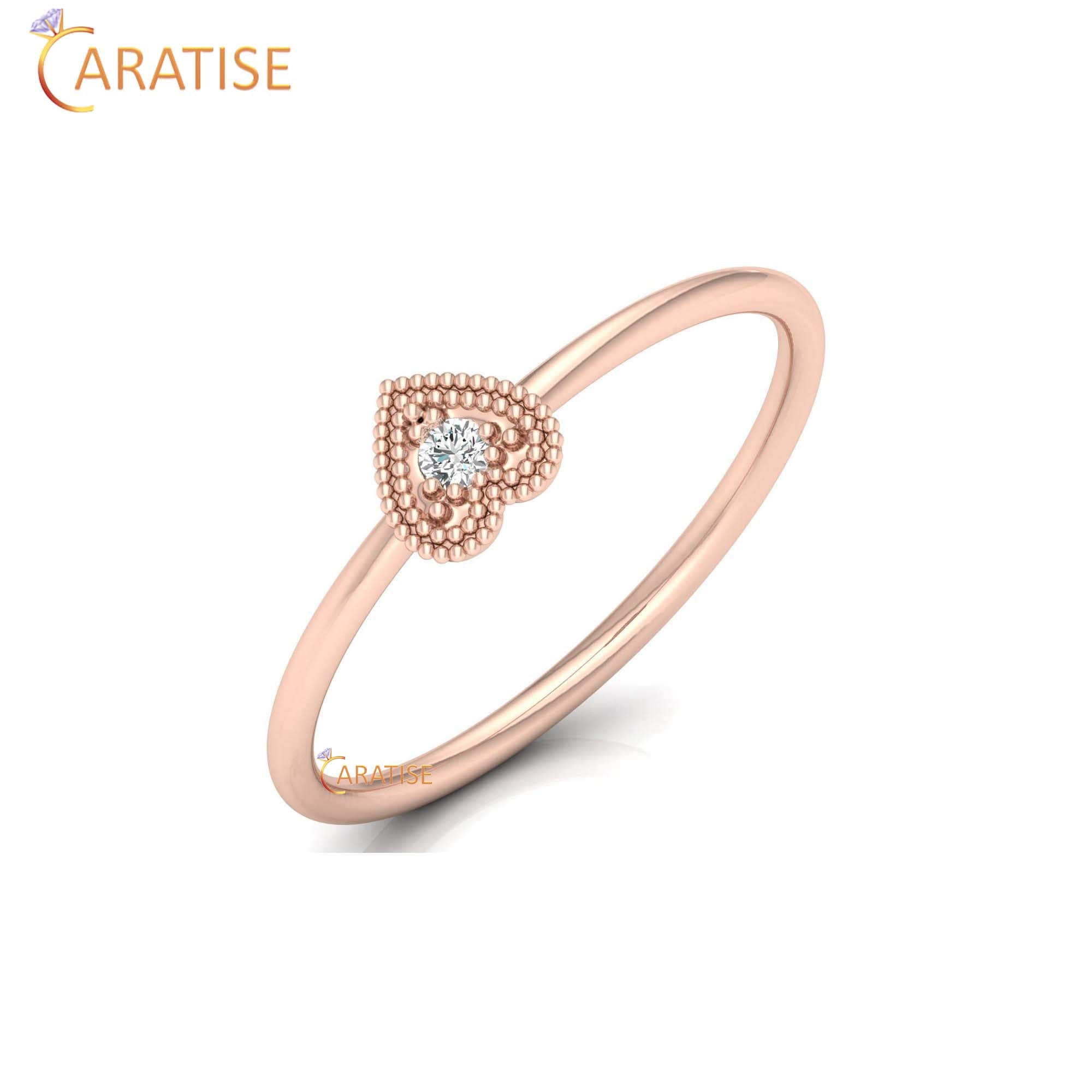 0.03 TDW Round Cut Minimalist Women's Diamond Ring