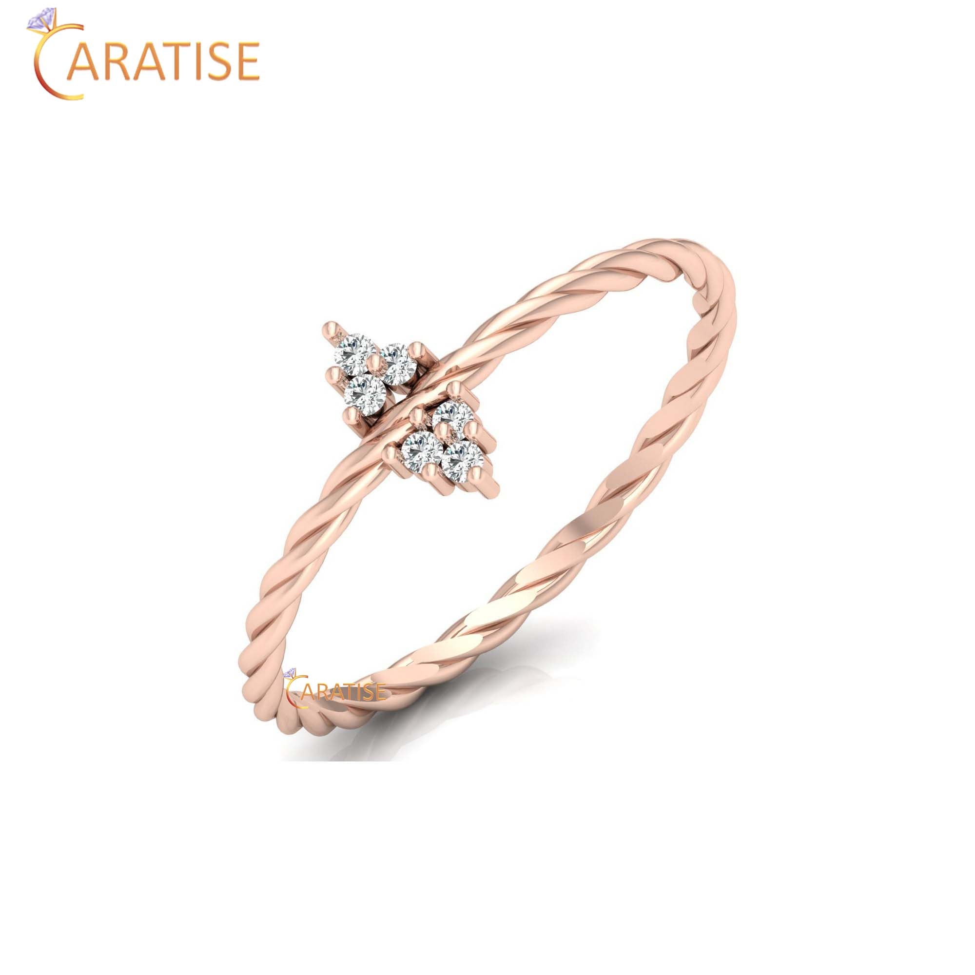 0.05 TDW Round Cut Minimalist Women's Diamond Ring