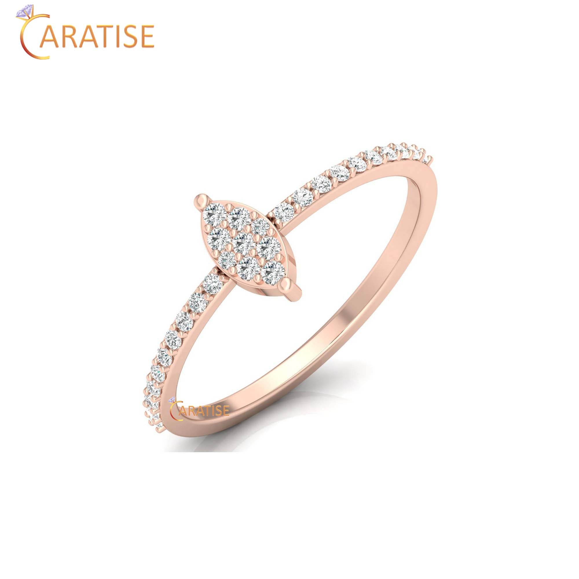 0.16 TDW Round Cut Minimalist Women's Diamond Ring