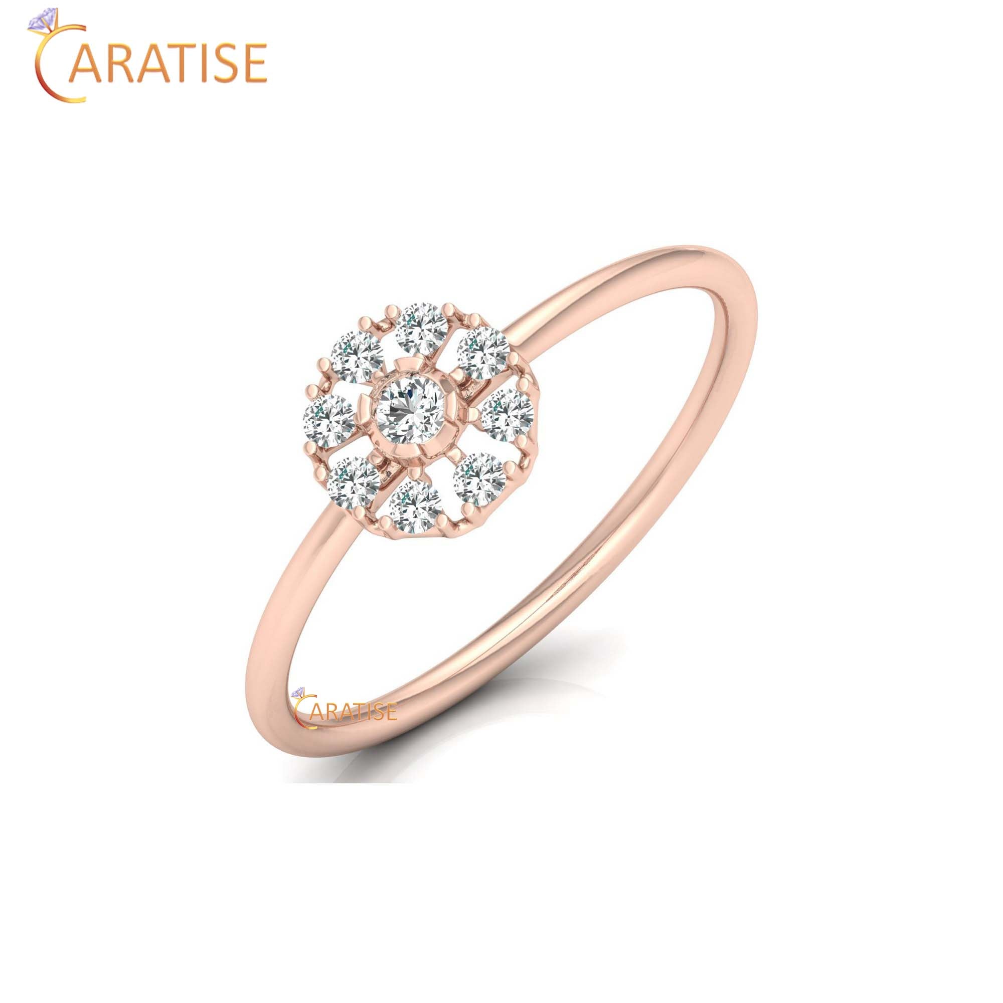 0.18 TDW Round Cut Minimalist Women's Diamond Ring