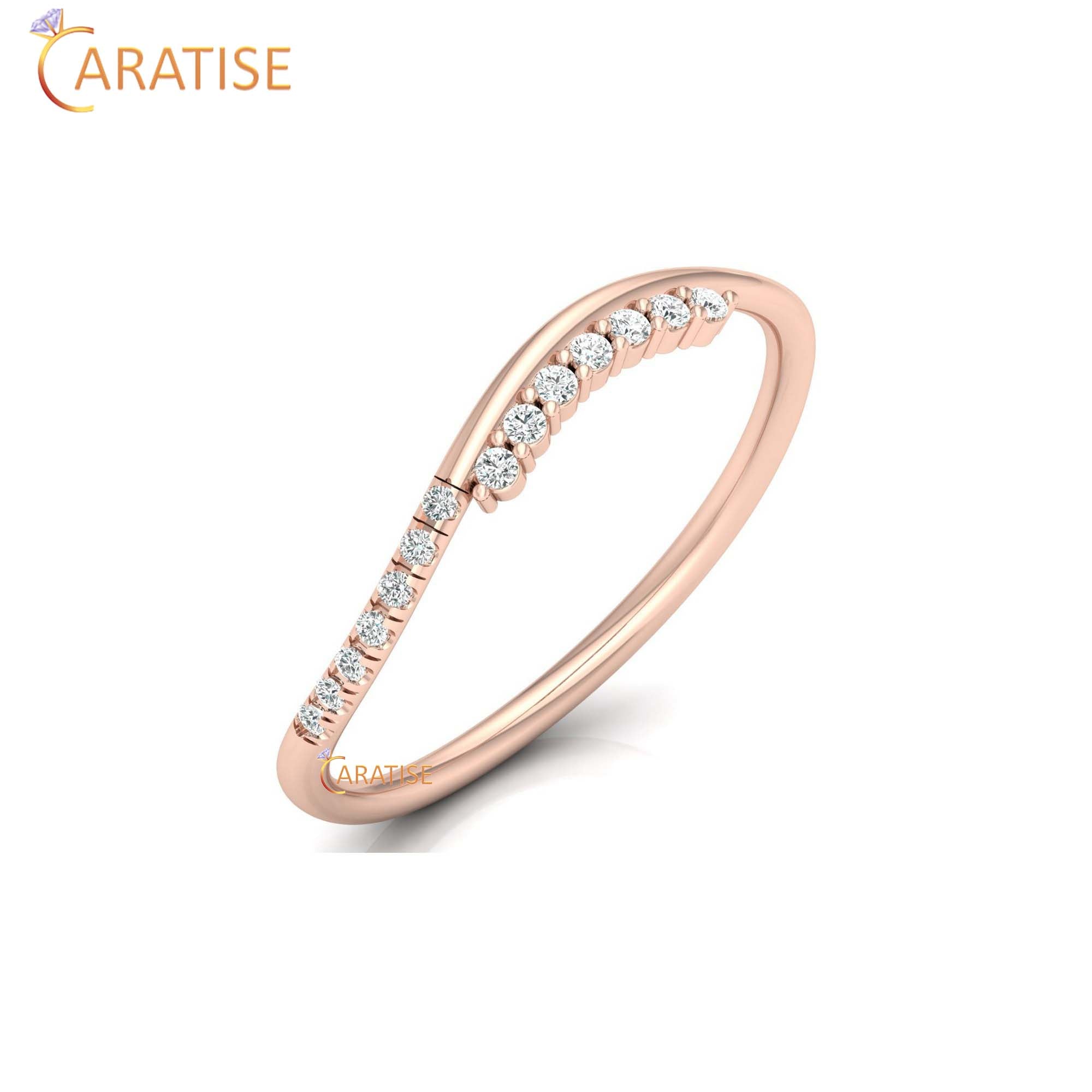 0.07 TDW Round Cut Minimalist Women's Diamond Ring