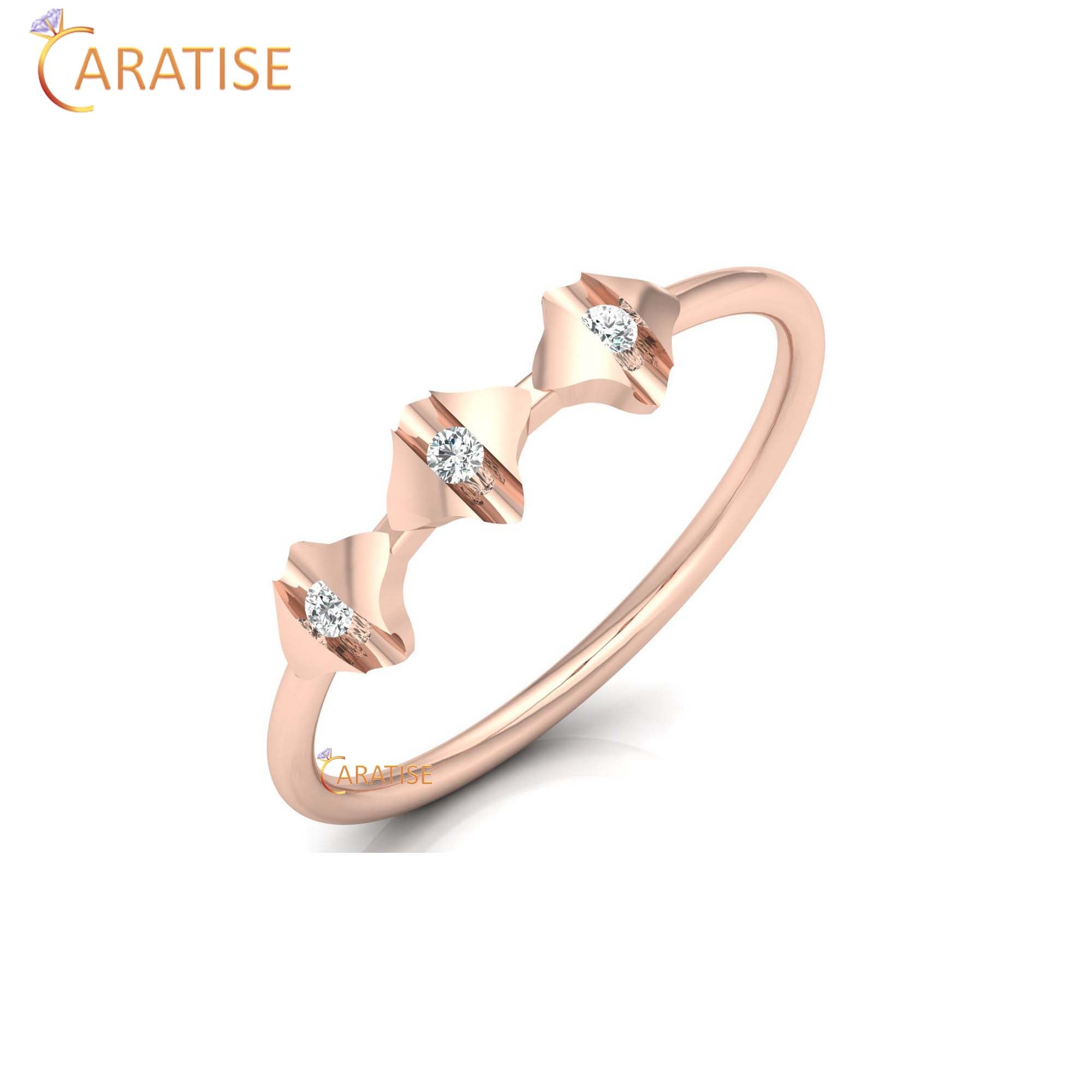0.05 TDW Round Cut Minimalist Women's Diamond Ring