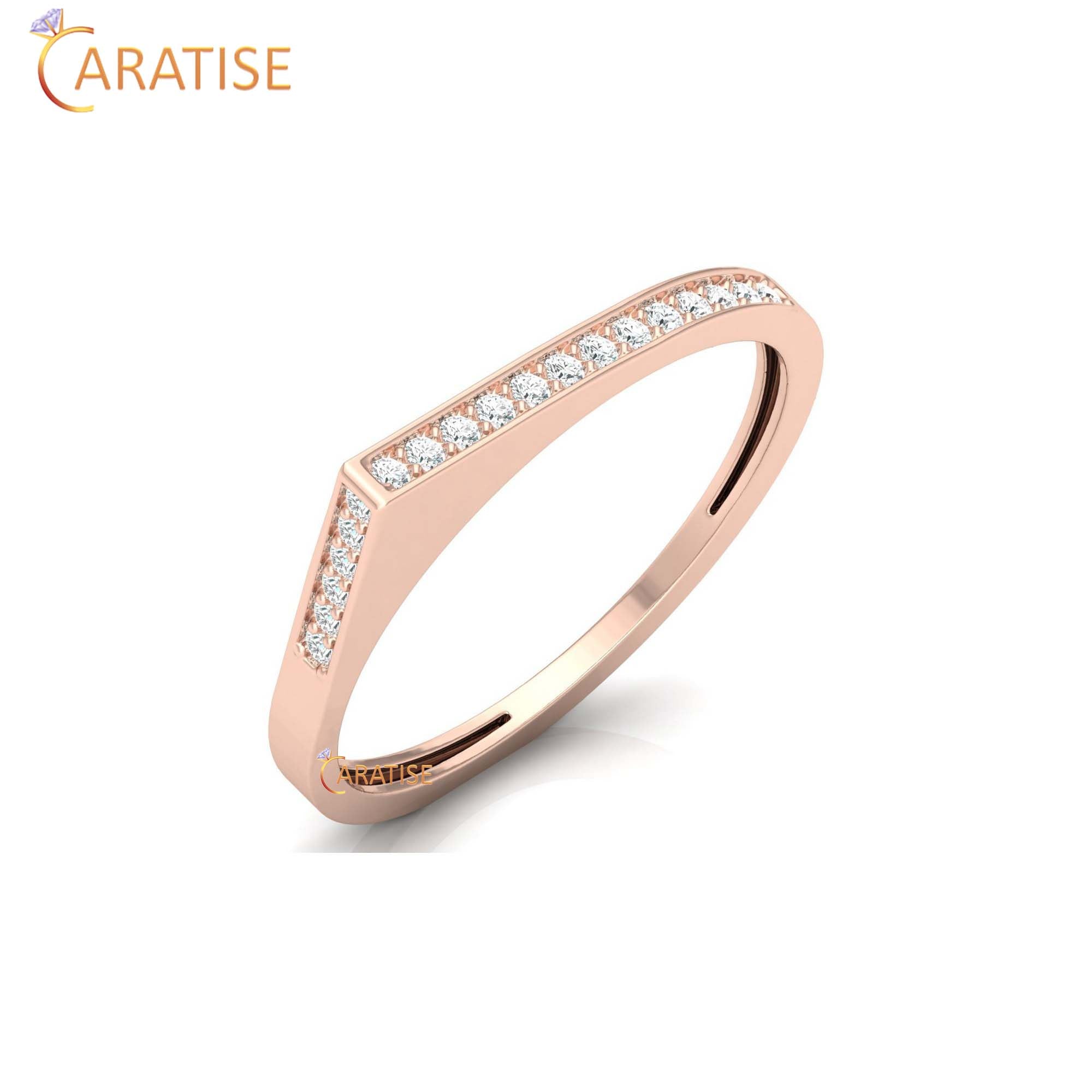 0.12 TDW Round Cut Minimalist Women's Diamond Ring