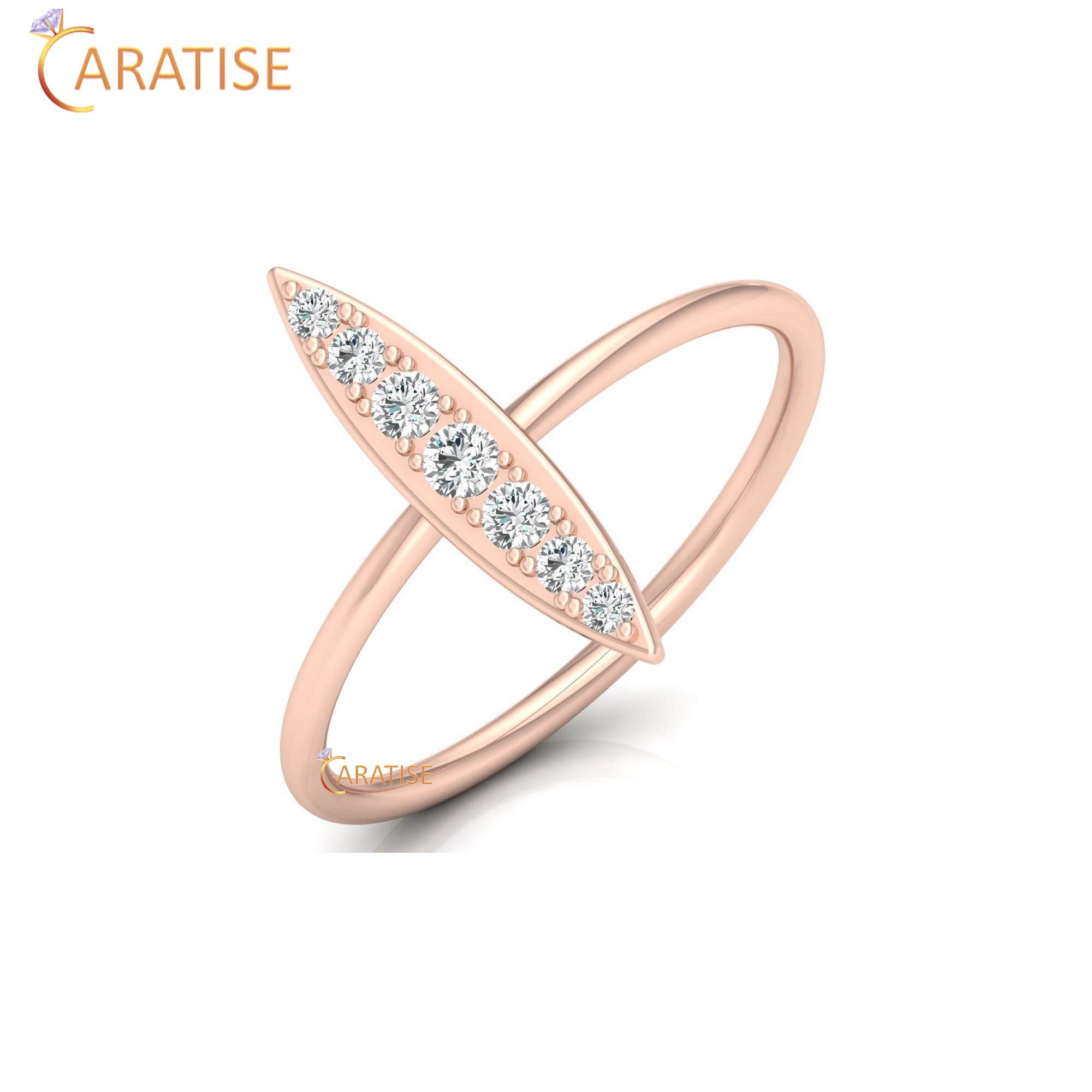 0.16 TDW Round Cut Women's Minimalist Diamond Ring