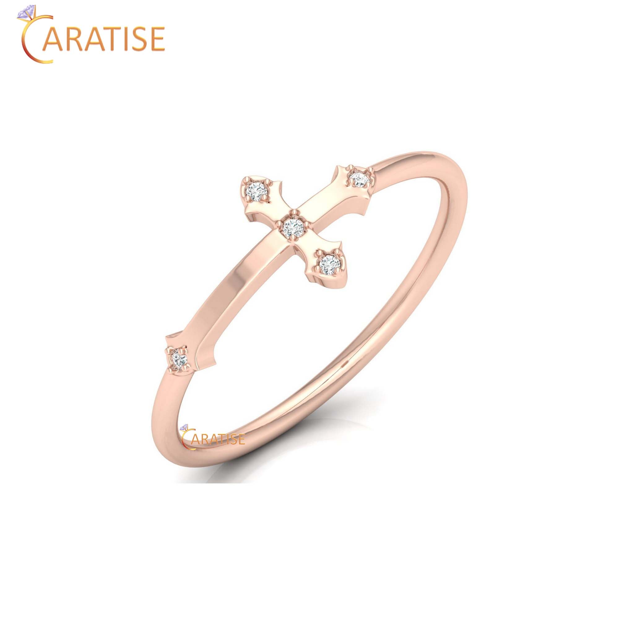 0.02 TDW Round Cut Minimalist Women's Diamond Ring