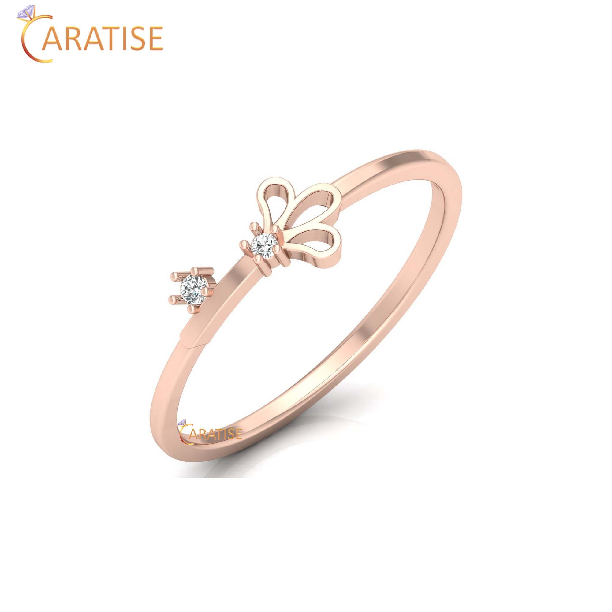 0.021 TDW Round Cut Minimalist Women's Diamond Ring