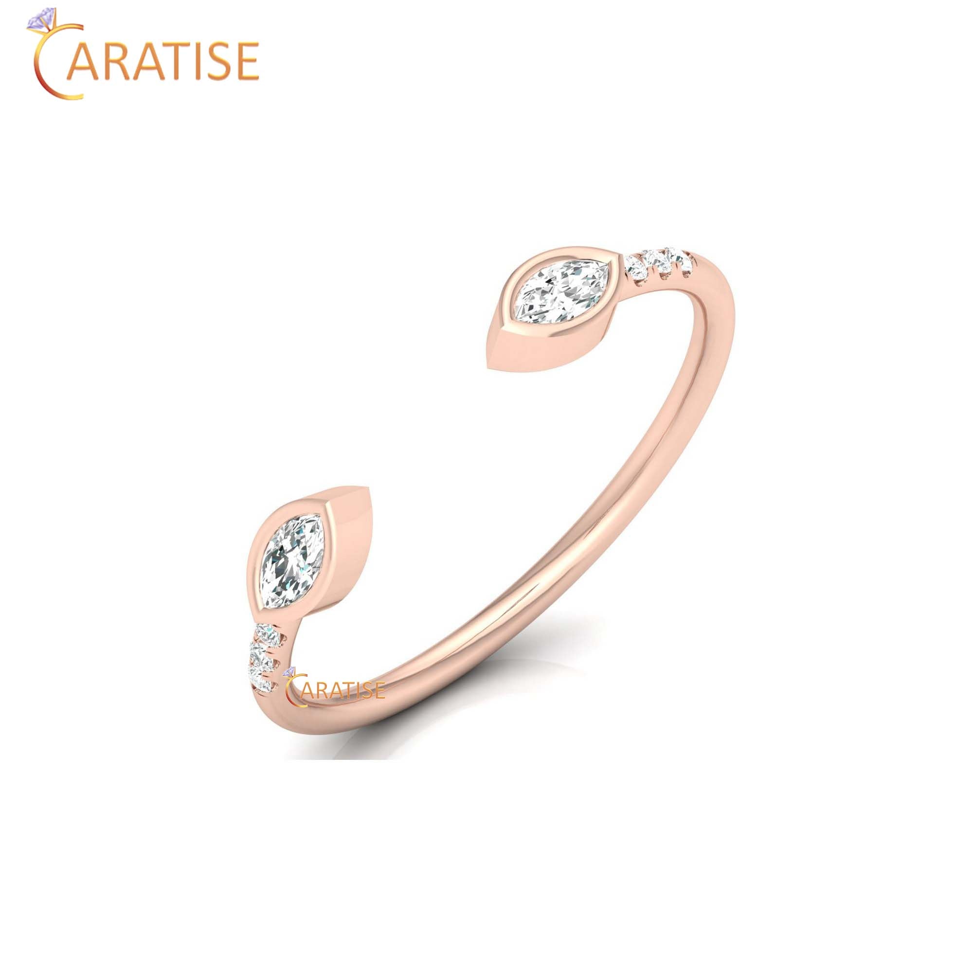 0.13 TDW Round & Marquise Cut Minimalist Women's Diamond Ring