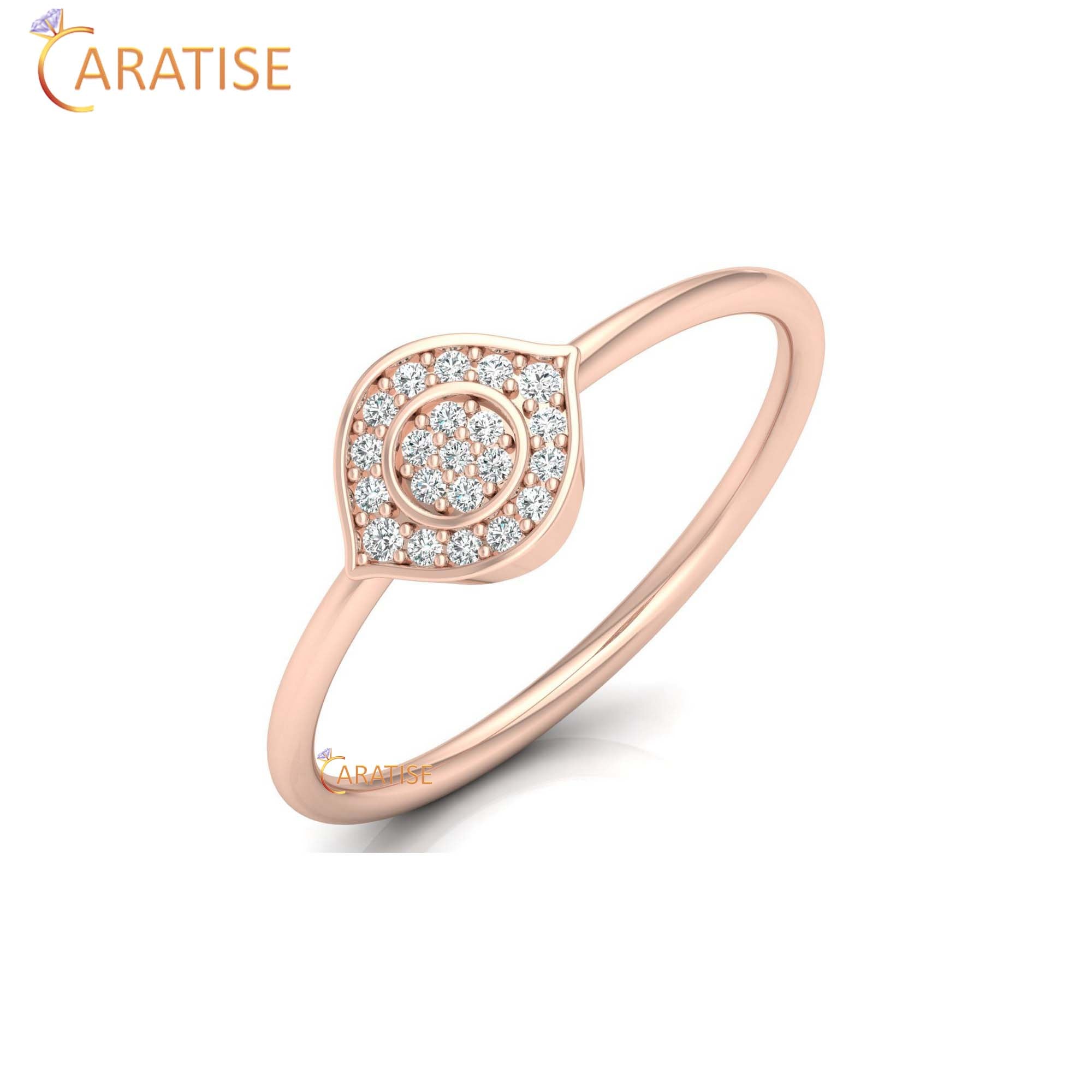0.08 TDW Round Cut Women's Minimalist Diamond Ring