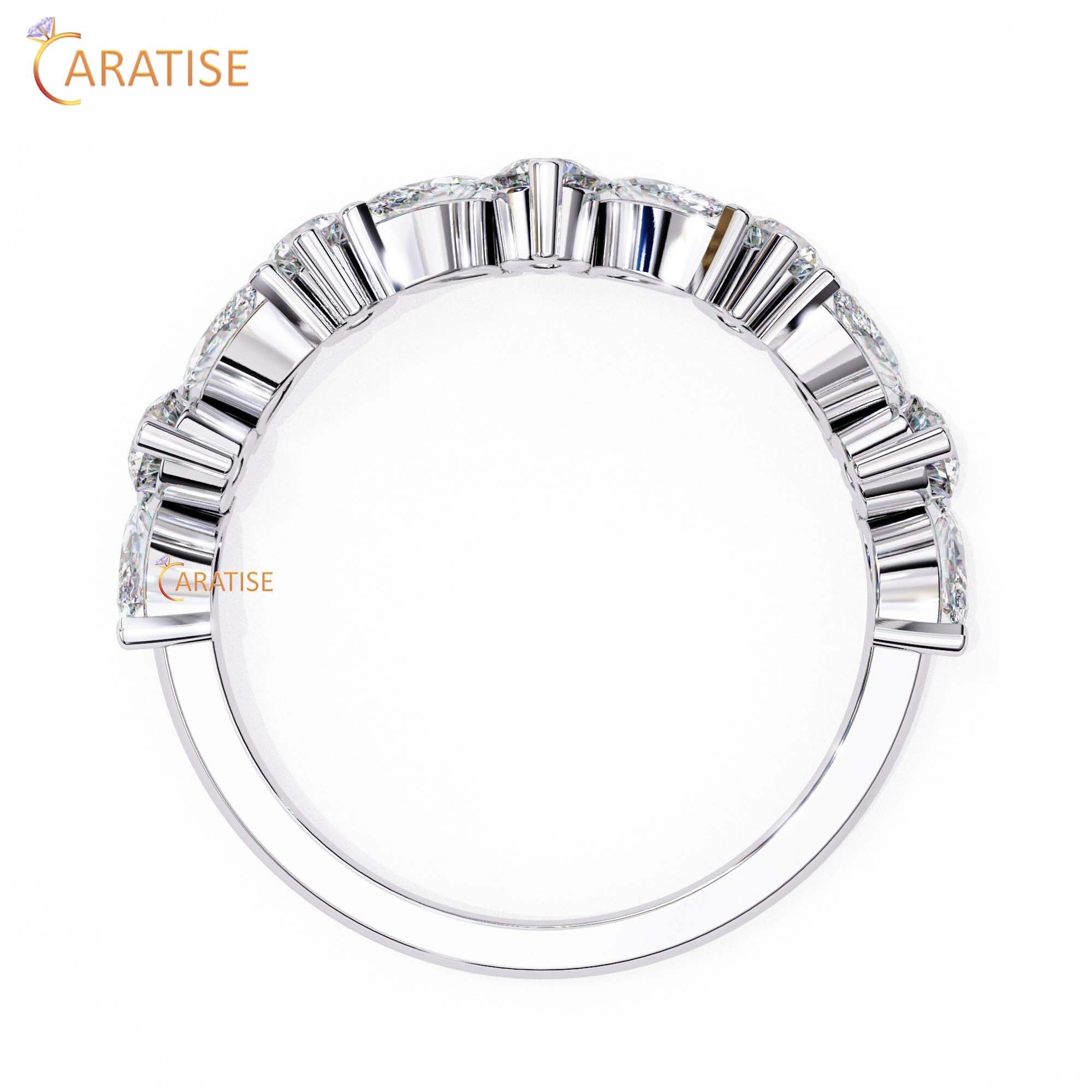 0.90 TDW Round & Marquise Cut Diamond Women's Minimalist Ring