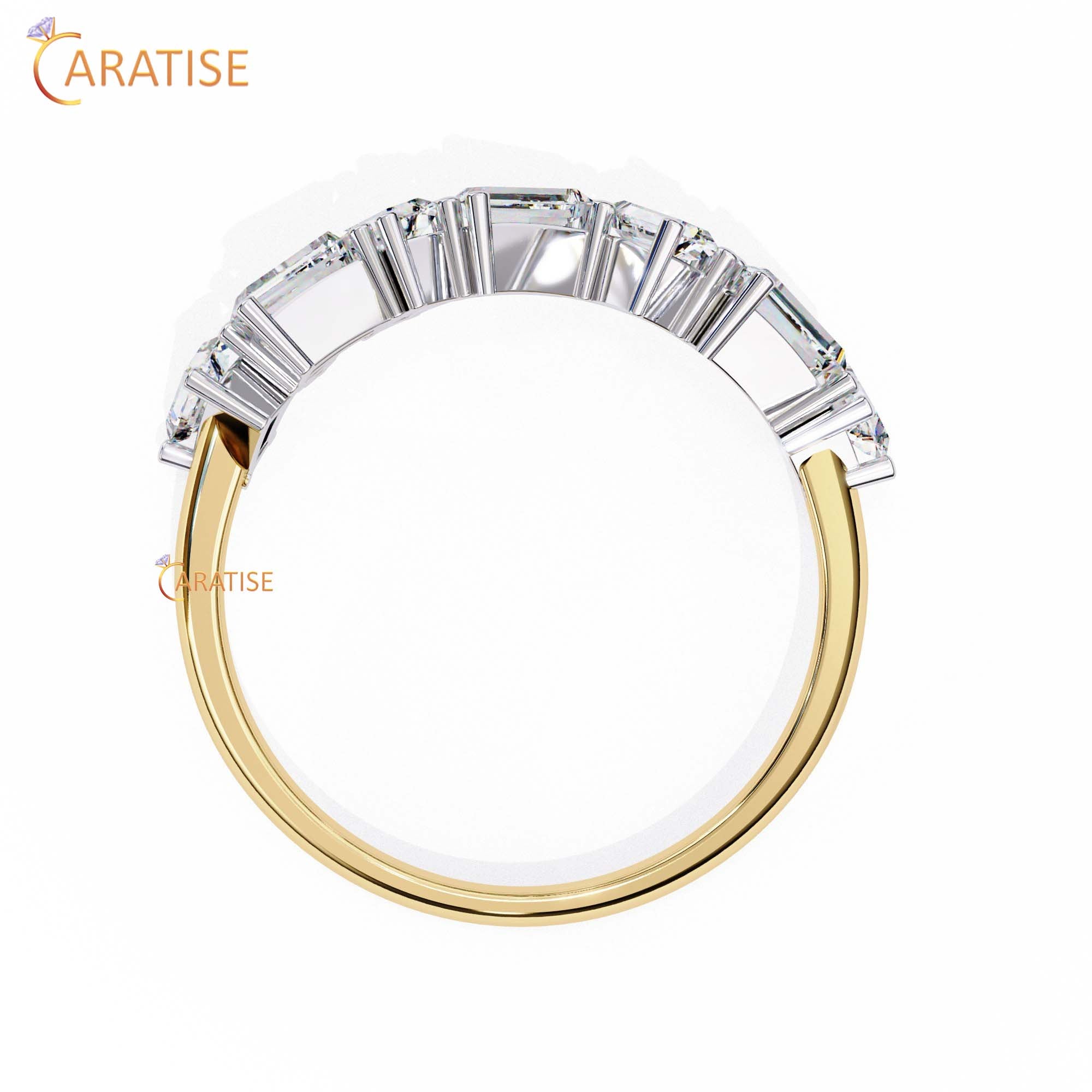 0.68 TDW Round & Baguette Cut Minimalist Diamond Women's Ring