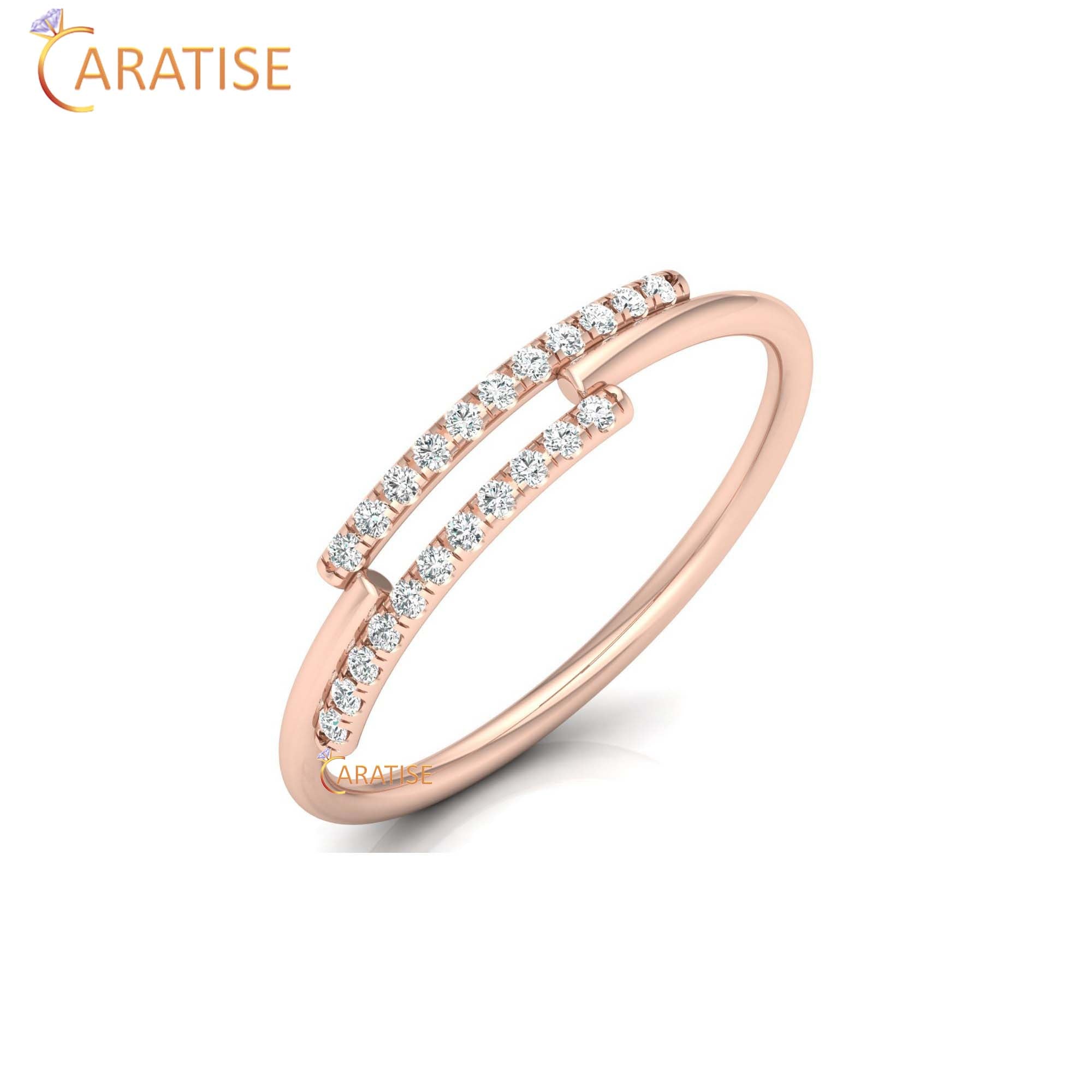 0.05 TDW Round Cut Minimalist Women's Diamond Ring