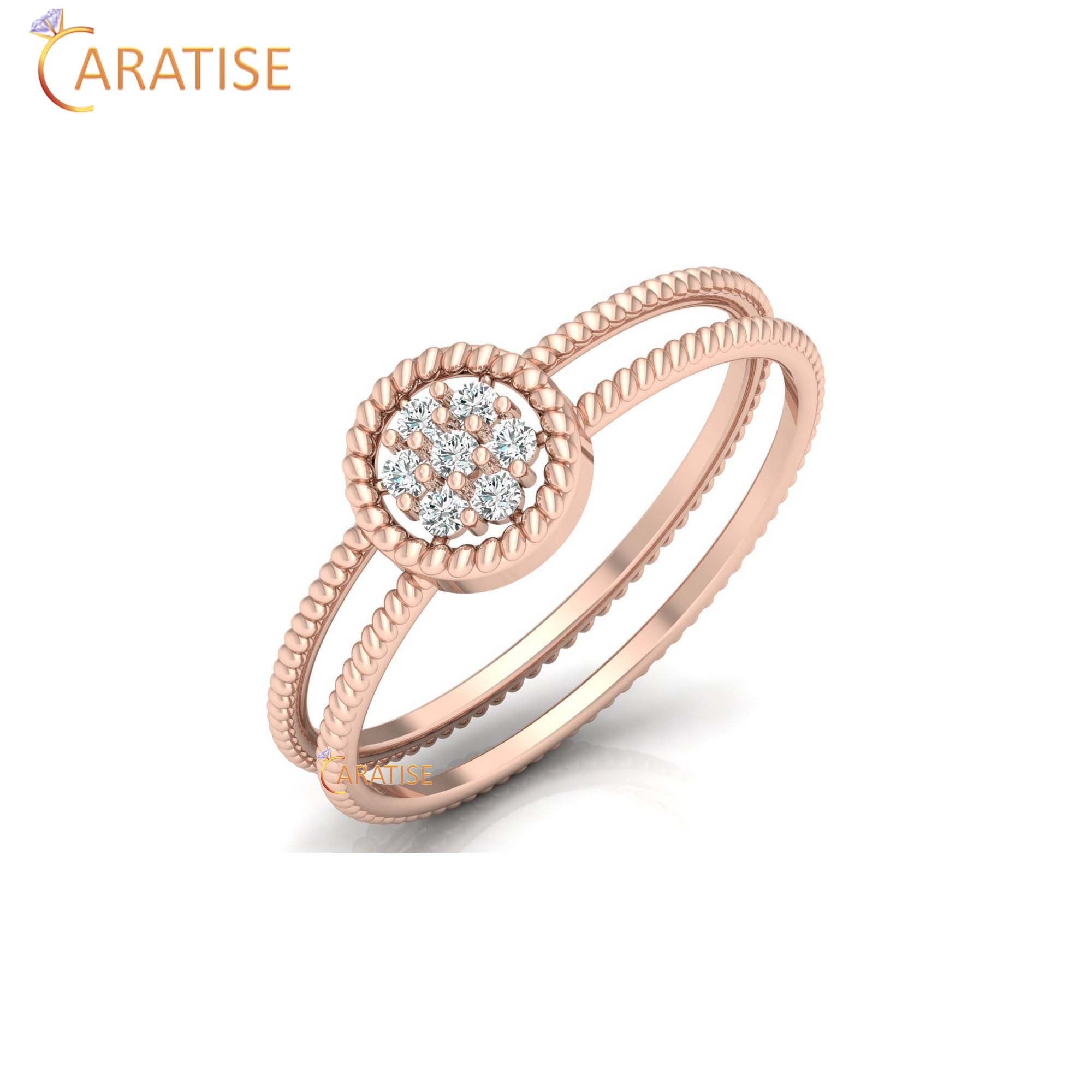 0.09 TDW Round Cut Minimalist Women's Diamond Ring