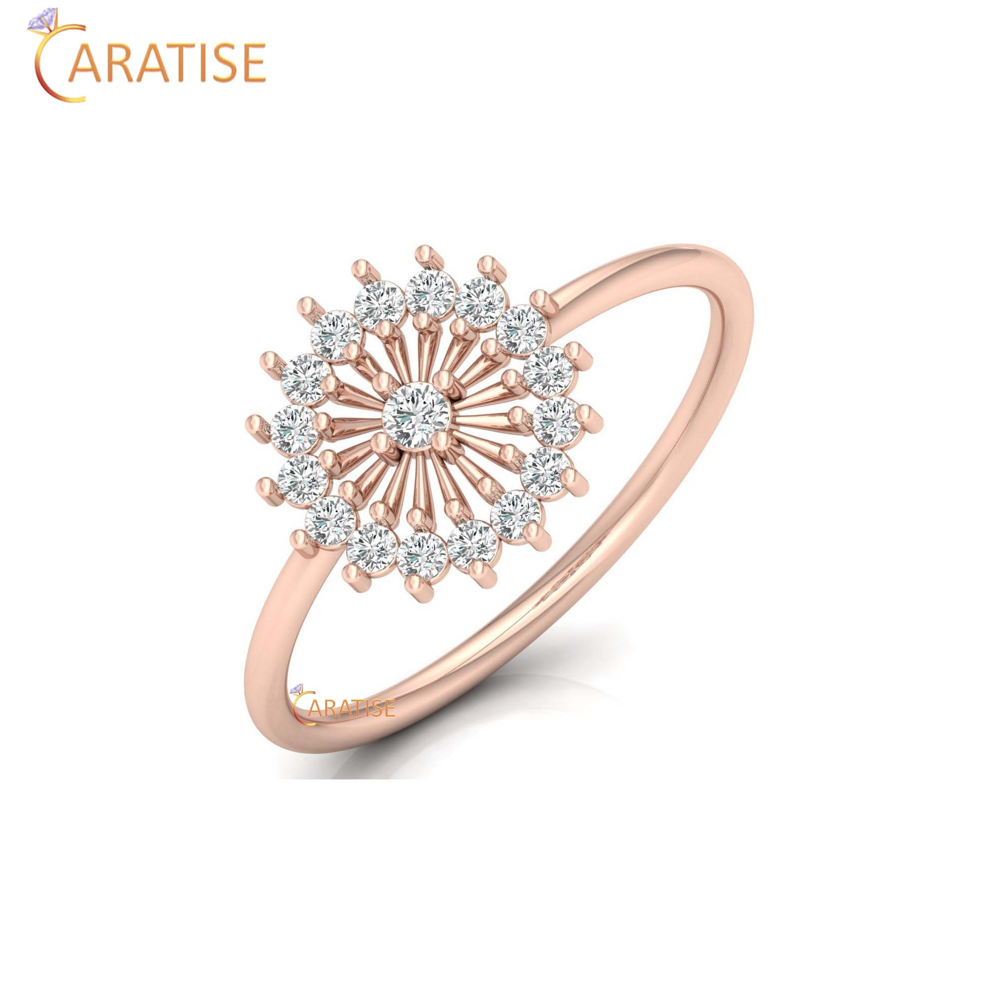 0.23 TDW Round Cut Women's Minimalist Diamond Ring