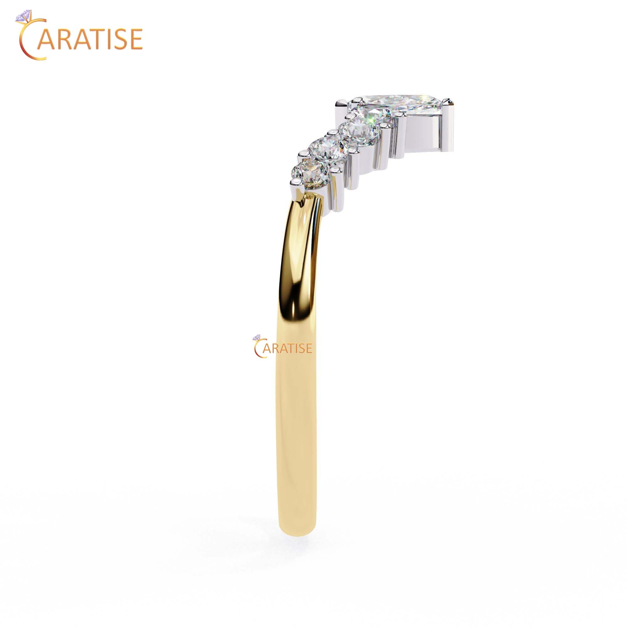 0.39 TDW Round & Marquise Cut Minimalist Diamond Women's Ring