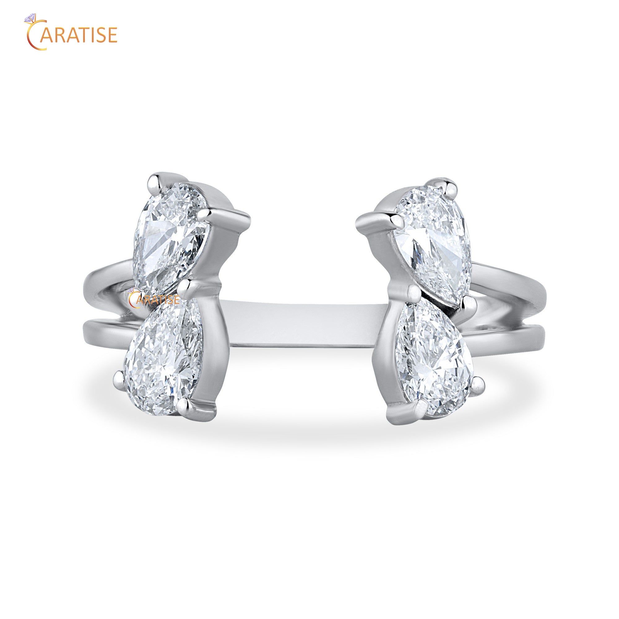 0.80 TDW Pear Cut Moissanite Diamond Engagement Ring 925 Silver