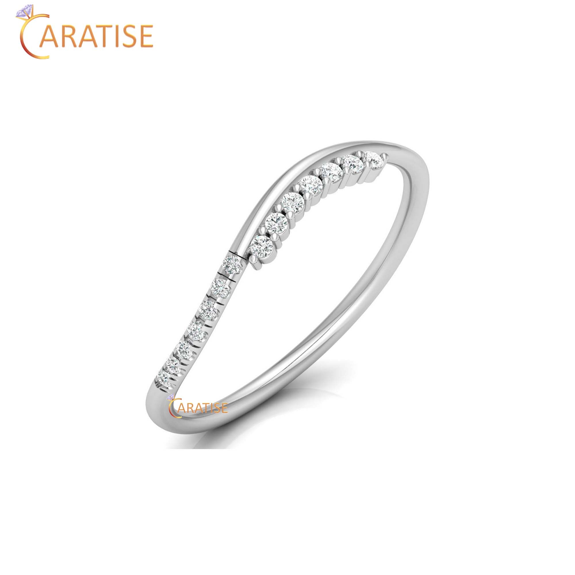 0.07 TDW Round Cut Minimalist Women's Diamond Ring