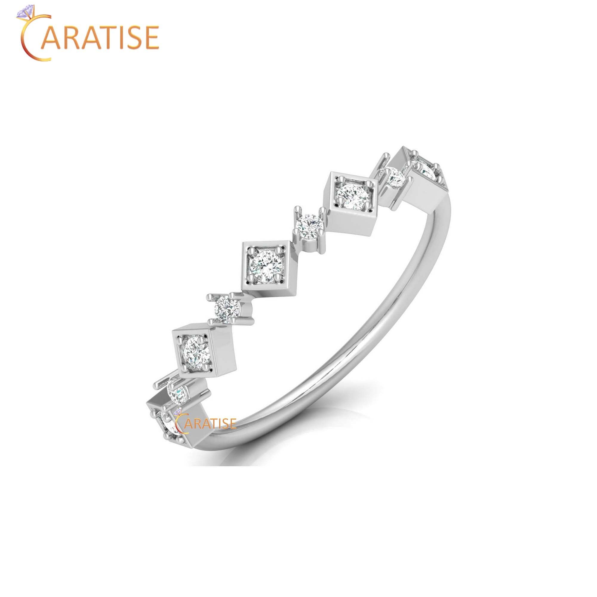 0.14 TDW Round Cut Minimalist Women's Diamond Ring