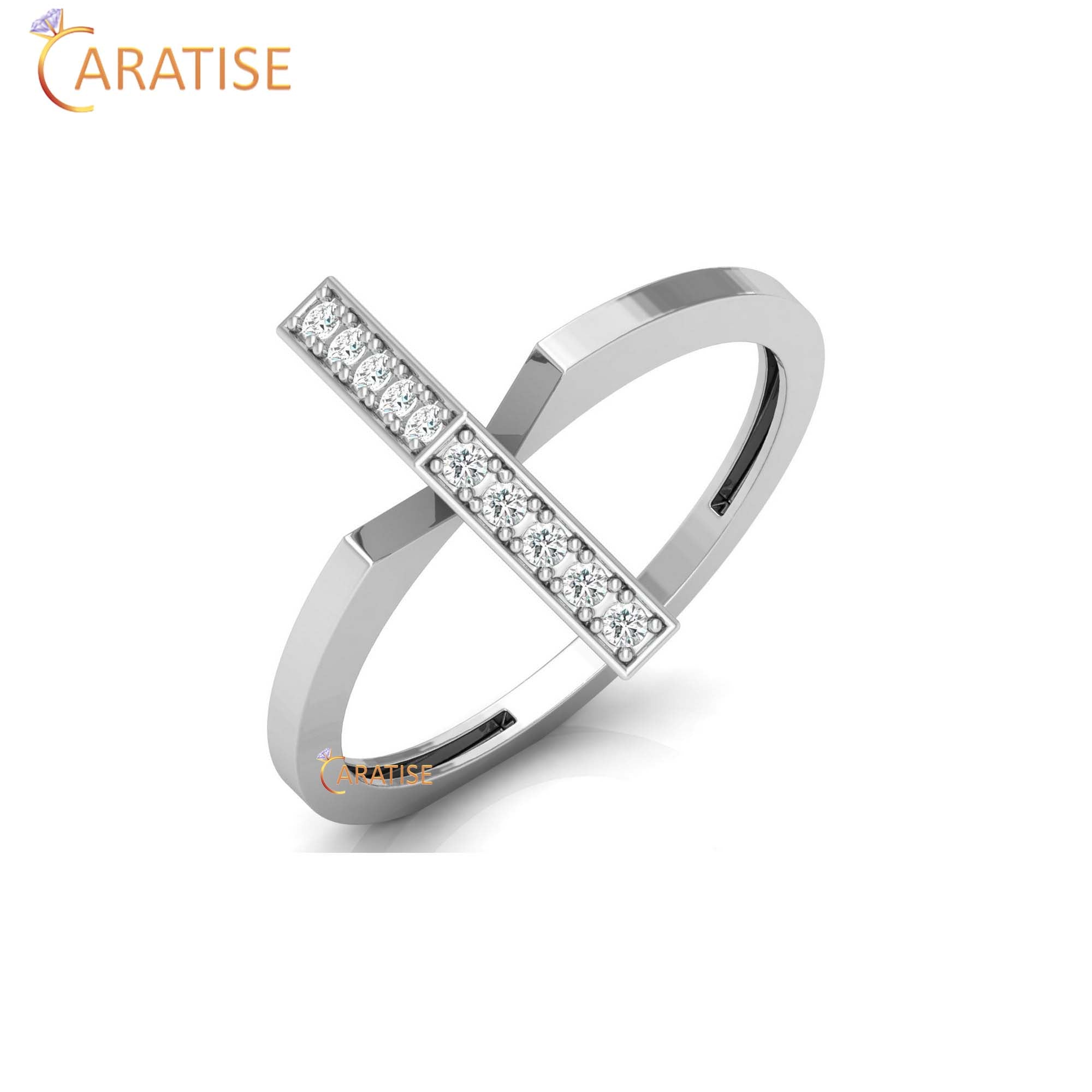 0.08 TDW Round Cut Minimalist Women's Diamond Ring