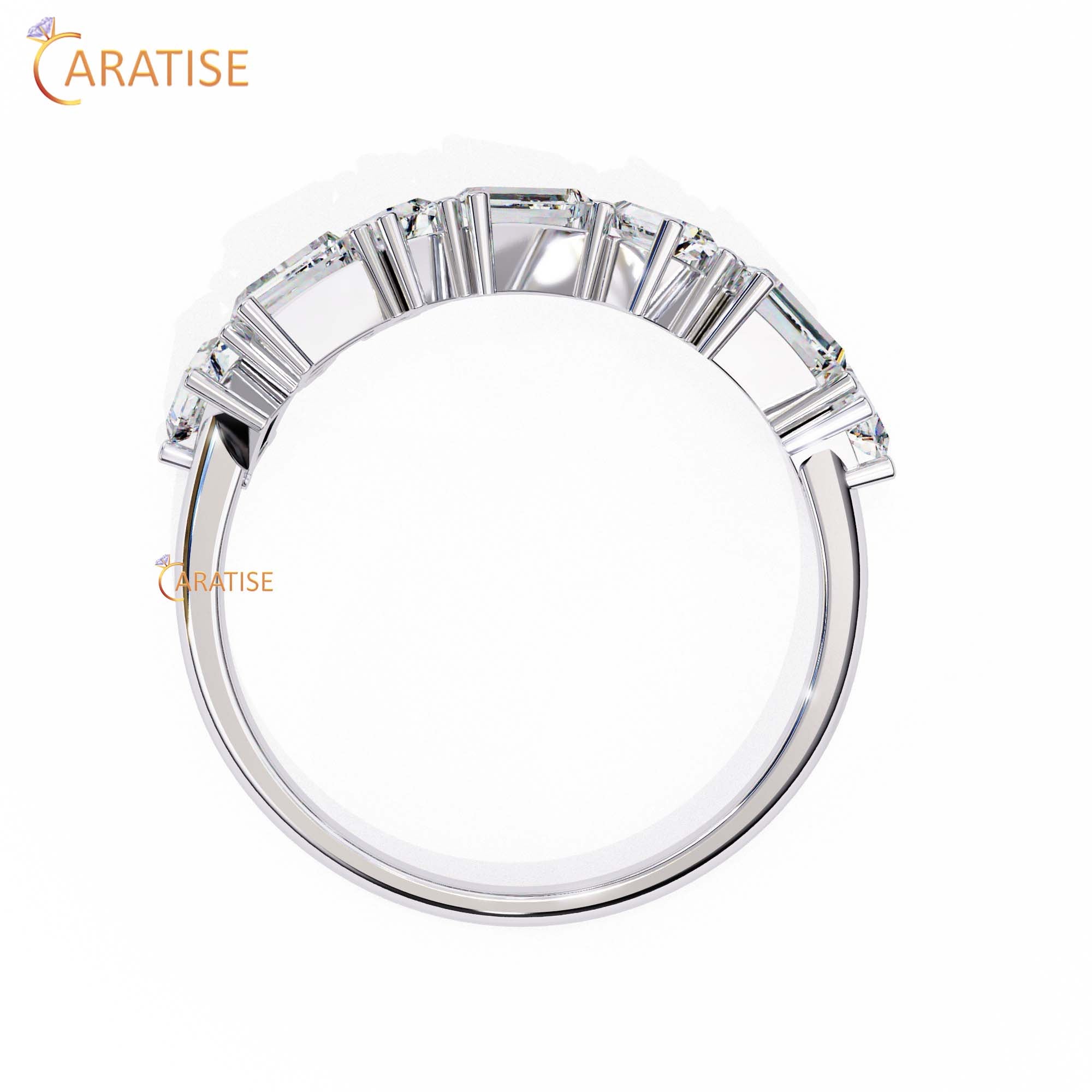 0.68 TDW Round & Baguette Cut Minimalist Diamond Women's Ring