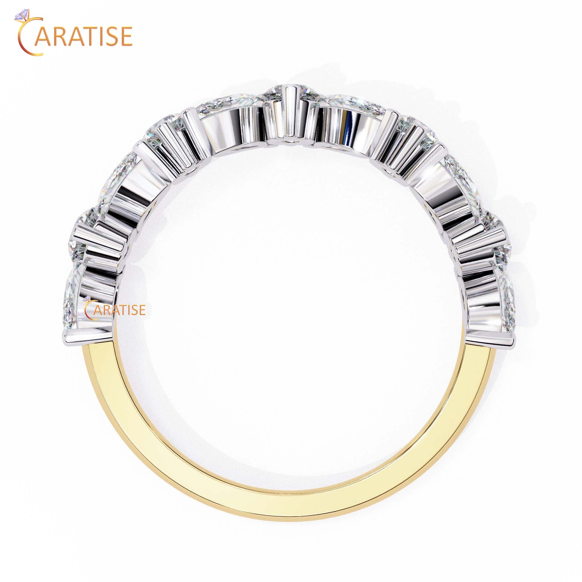 0.90 TDW Round & Marquise Cut Diamond Women's Minimalist Ring