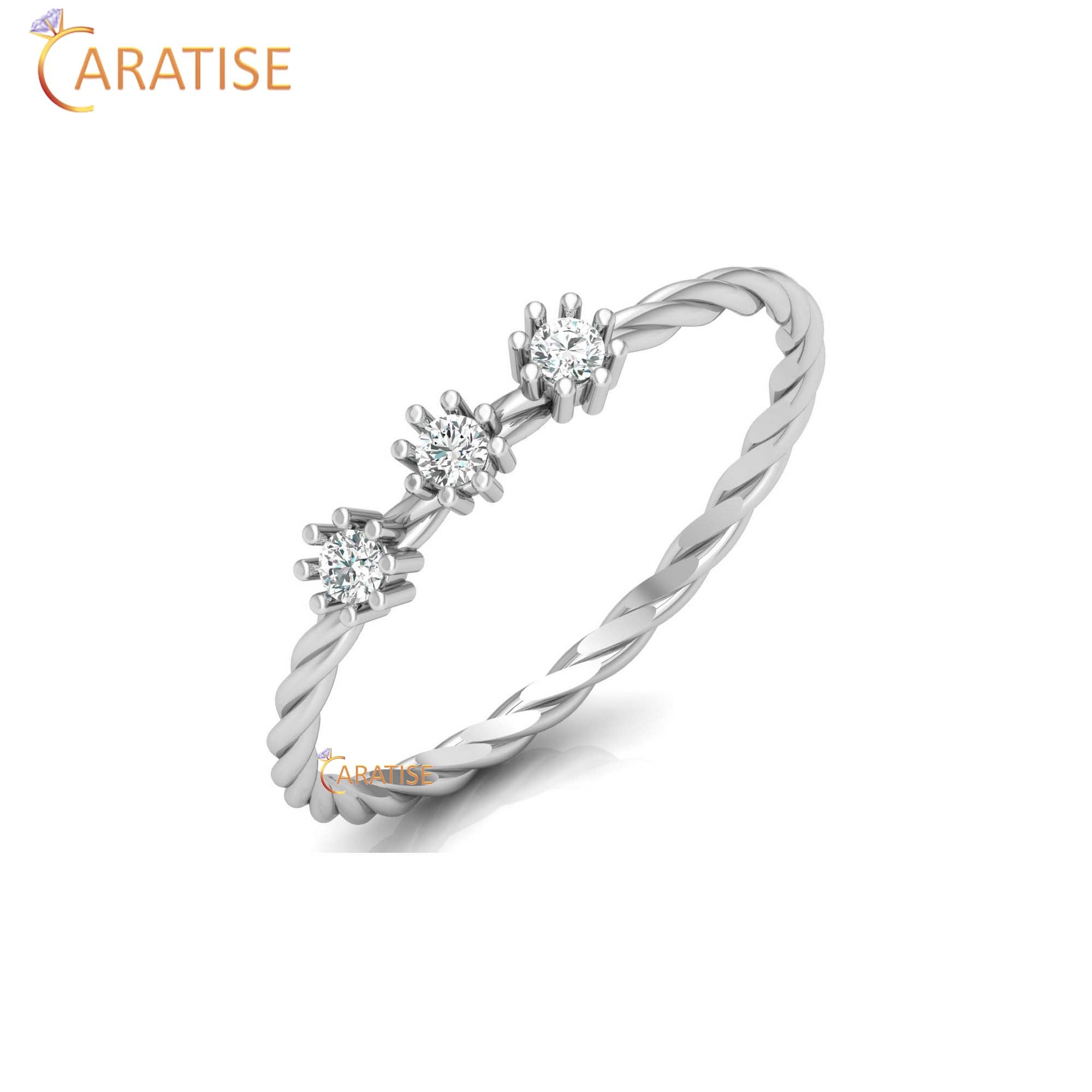 0.09 TDW Round Cut Minimalist Women's Diamond Ring