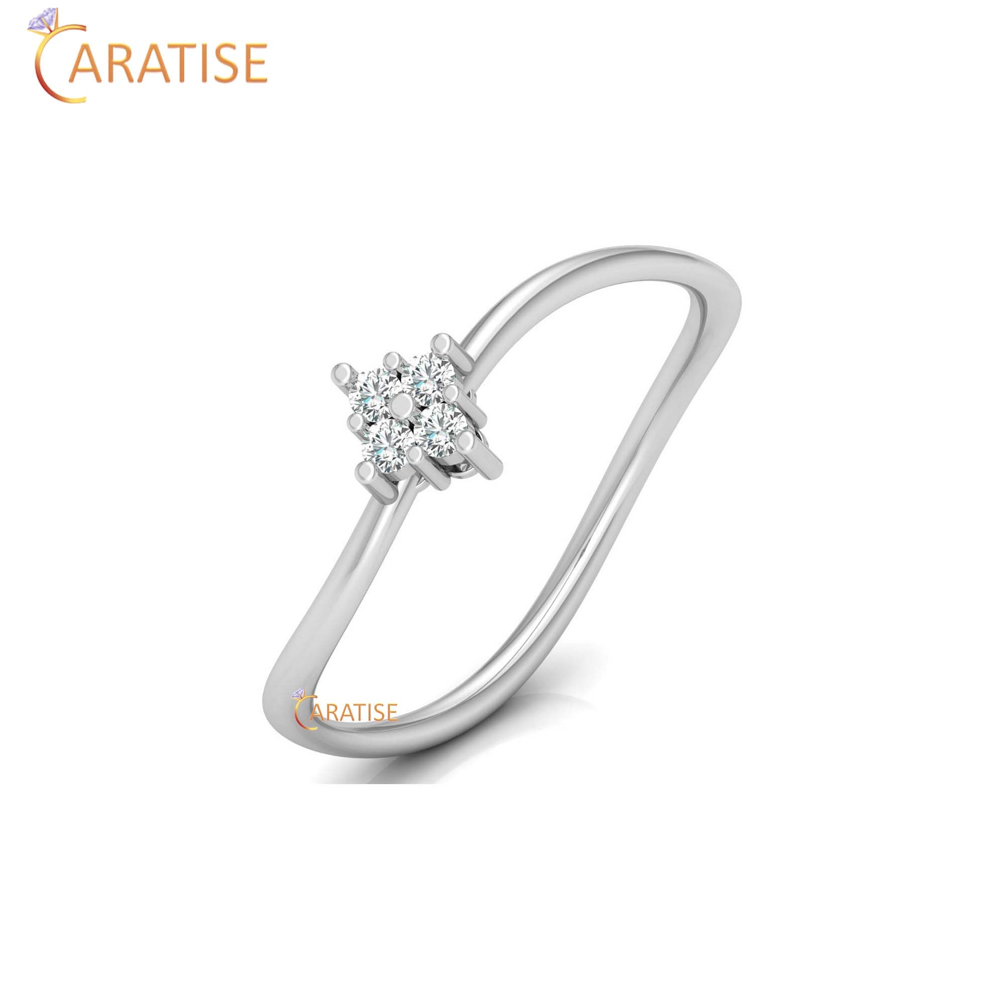 0.07 TDW Round Cut Minimalist Women's Diamond Ring
