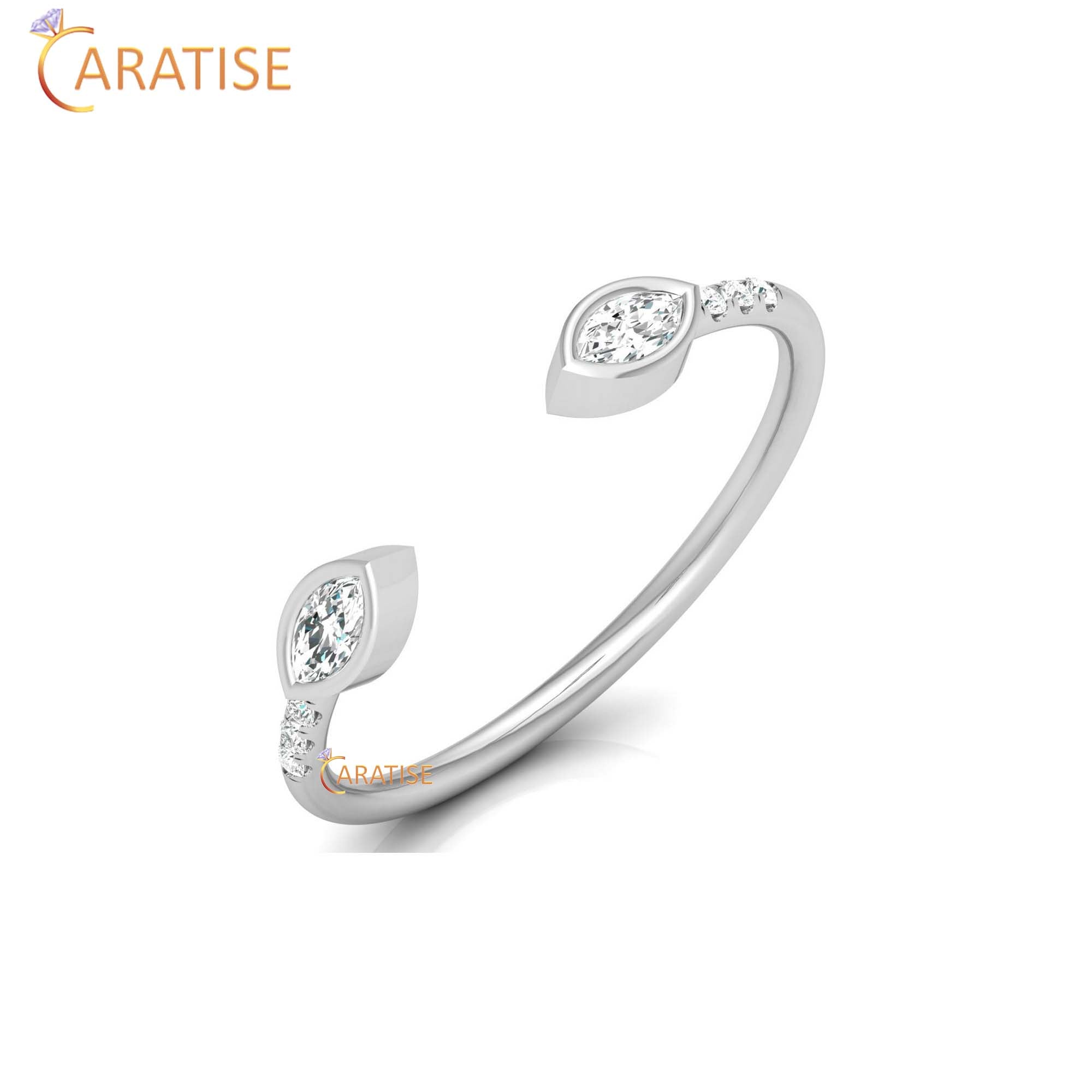 0.13 TDW Round & Marquise Cut Minimalist Women's Diamond Ring