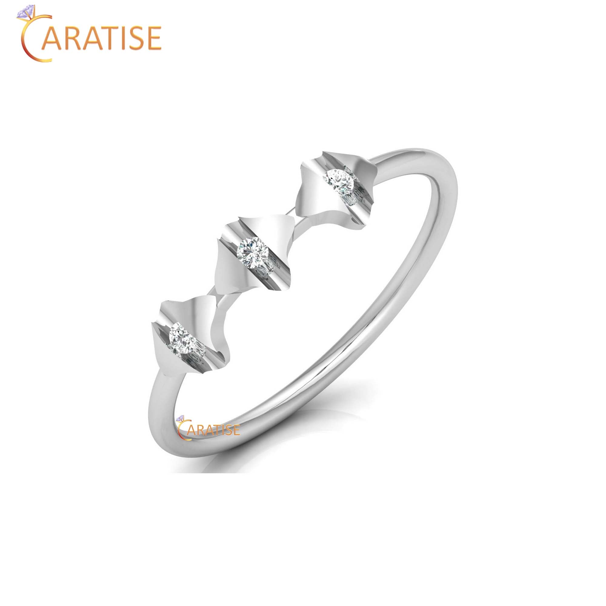 0.05 TDW Round Cut Minimalist Women's Diamond Ring