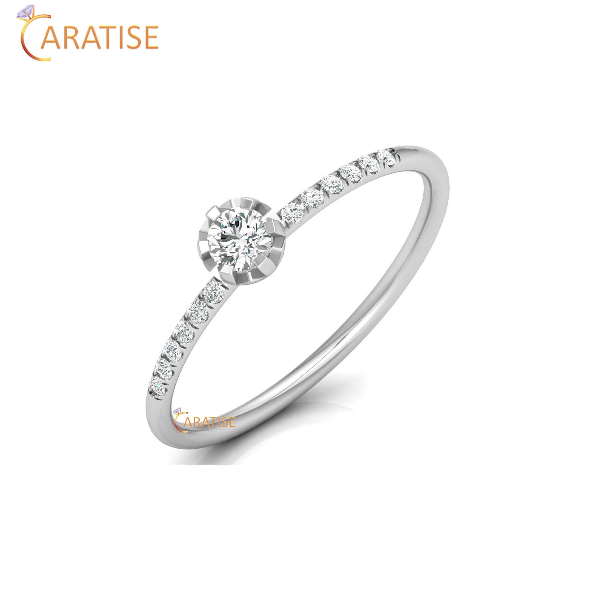 0.19 TDW Round Cut Minimalist Women's Diamond Ring