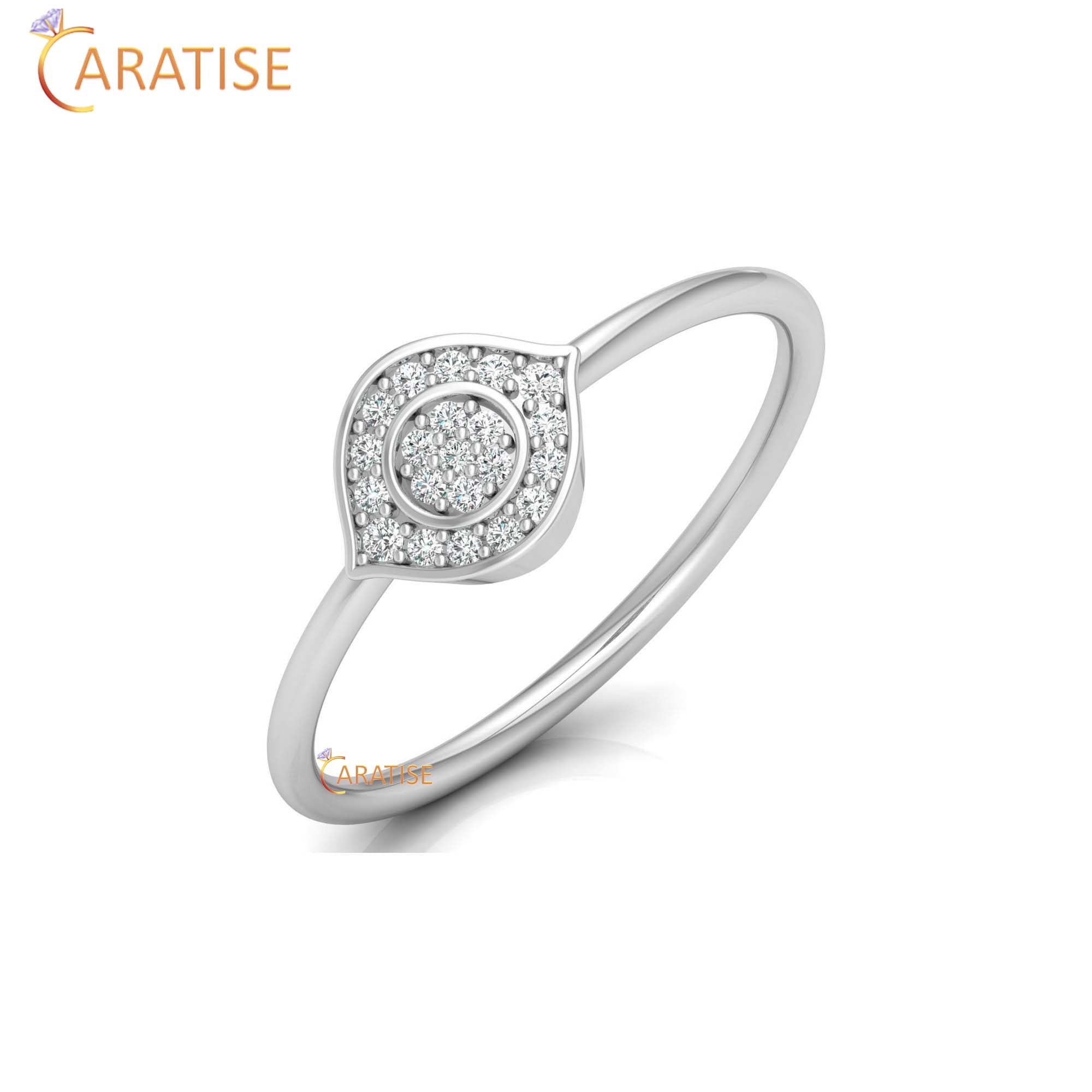0.08 TDW Round Cut Women's Minimalist Diamond Ring