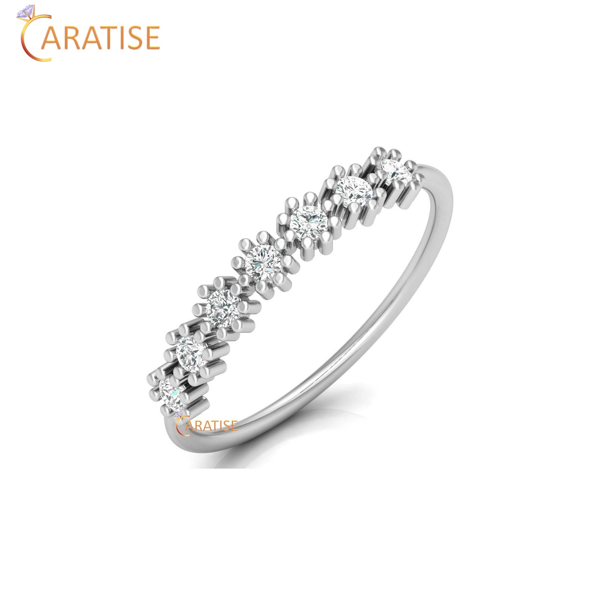 0.21 TDW Round Cut Minimalist Women's Diamond Ring