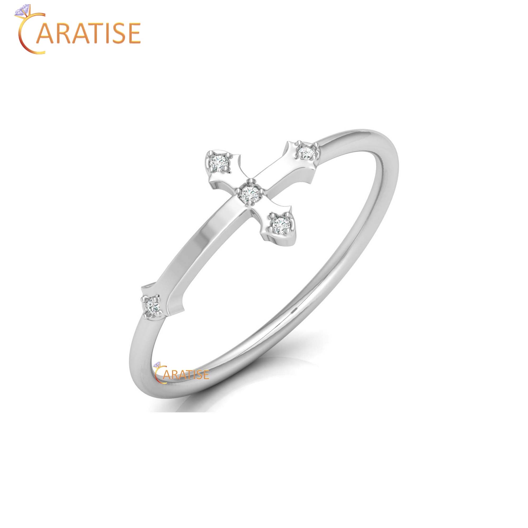 0.02 TDW Round Cut Minimalist Women's Diamond Ring