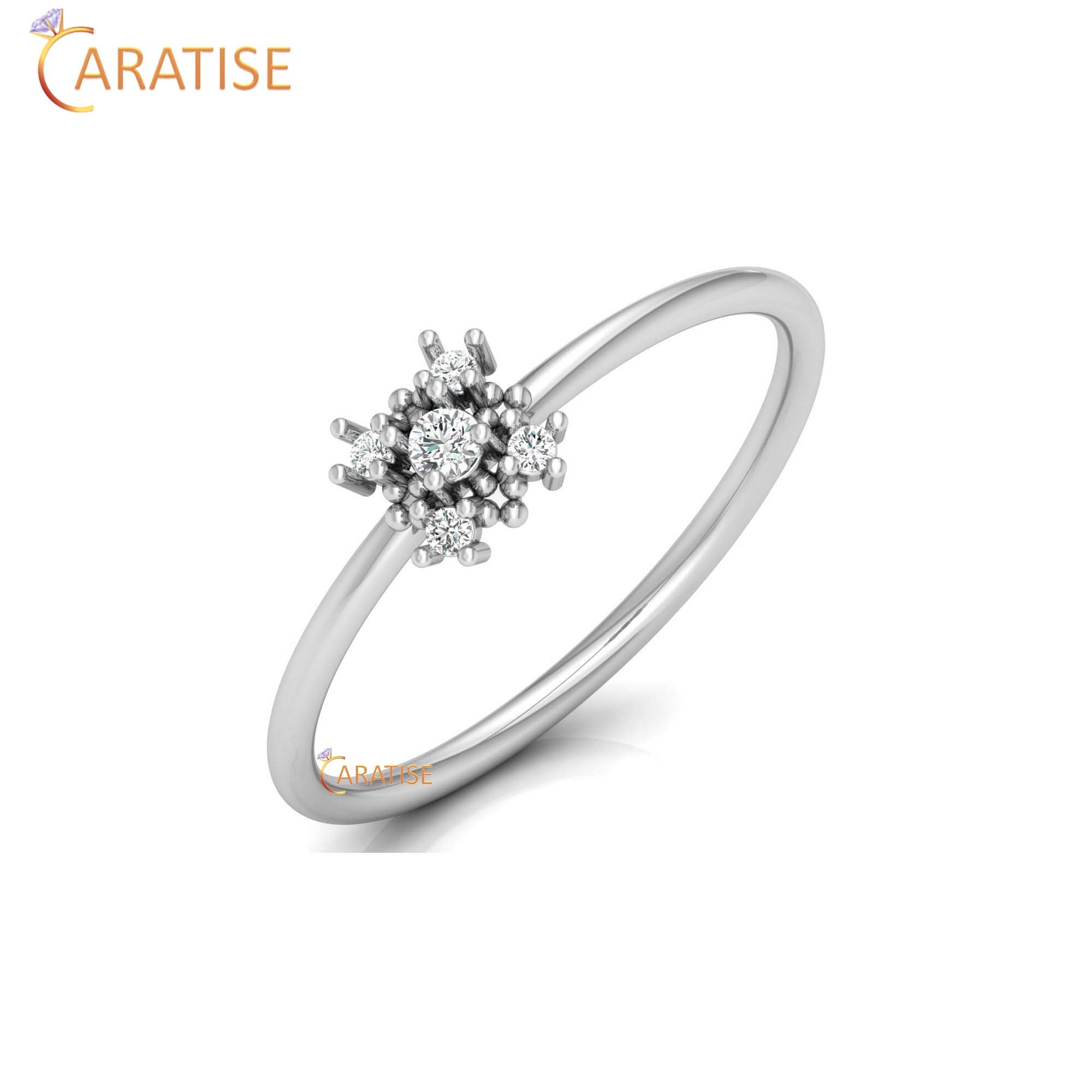 0.06 TDW Round Cut Women's Minimalist Diamond Ring