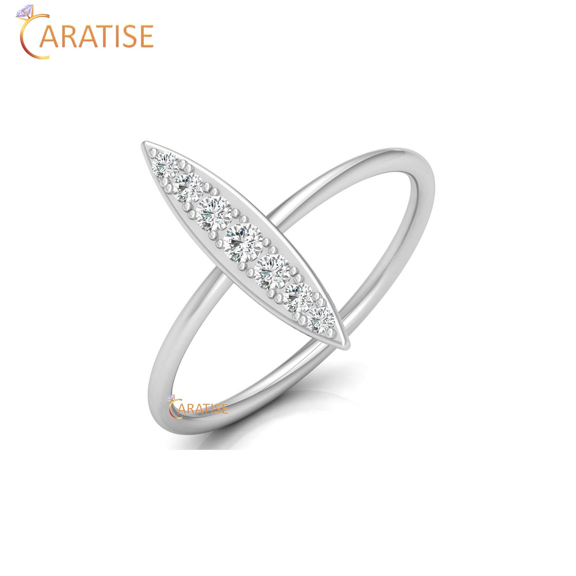 0.16 TDW Round Cut Women's Minimalist Diamond Ring