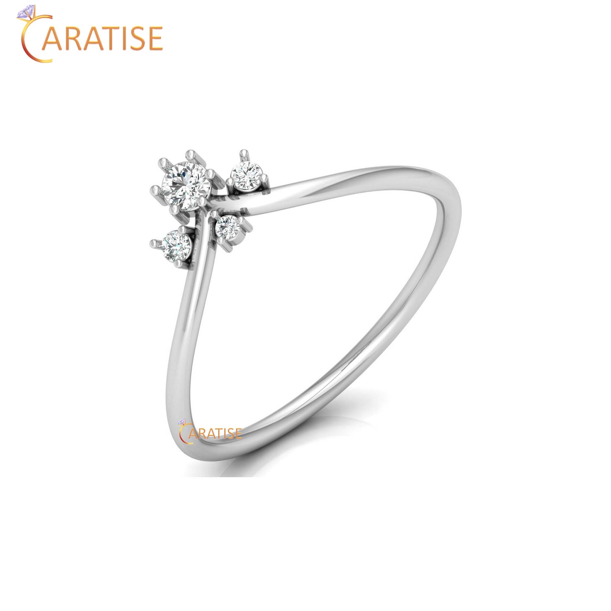 0.10 TDW Round Cut Minimalist Diamond Ring