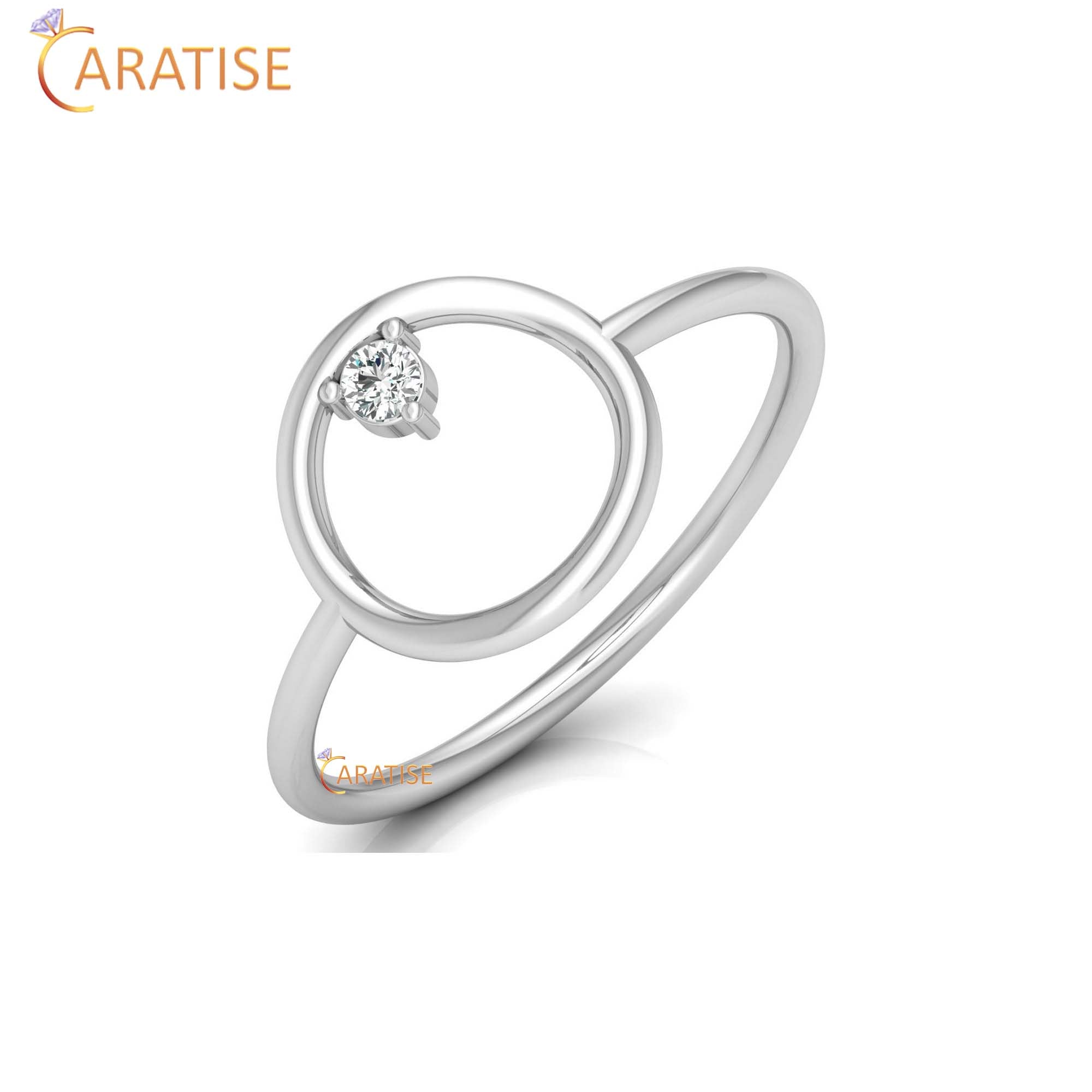 0.04 TDW Round Cut Women's Minimalist Diamond Ring