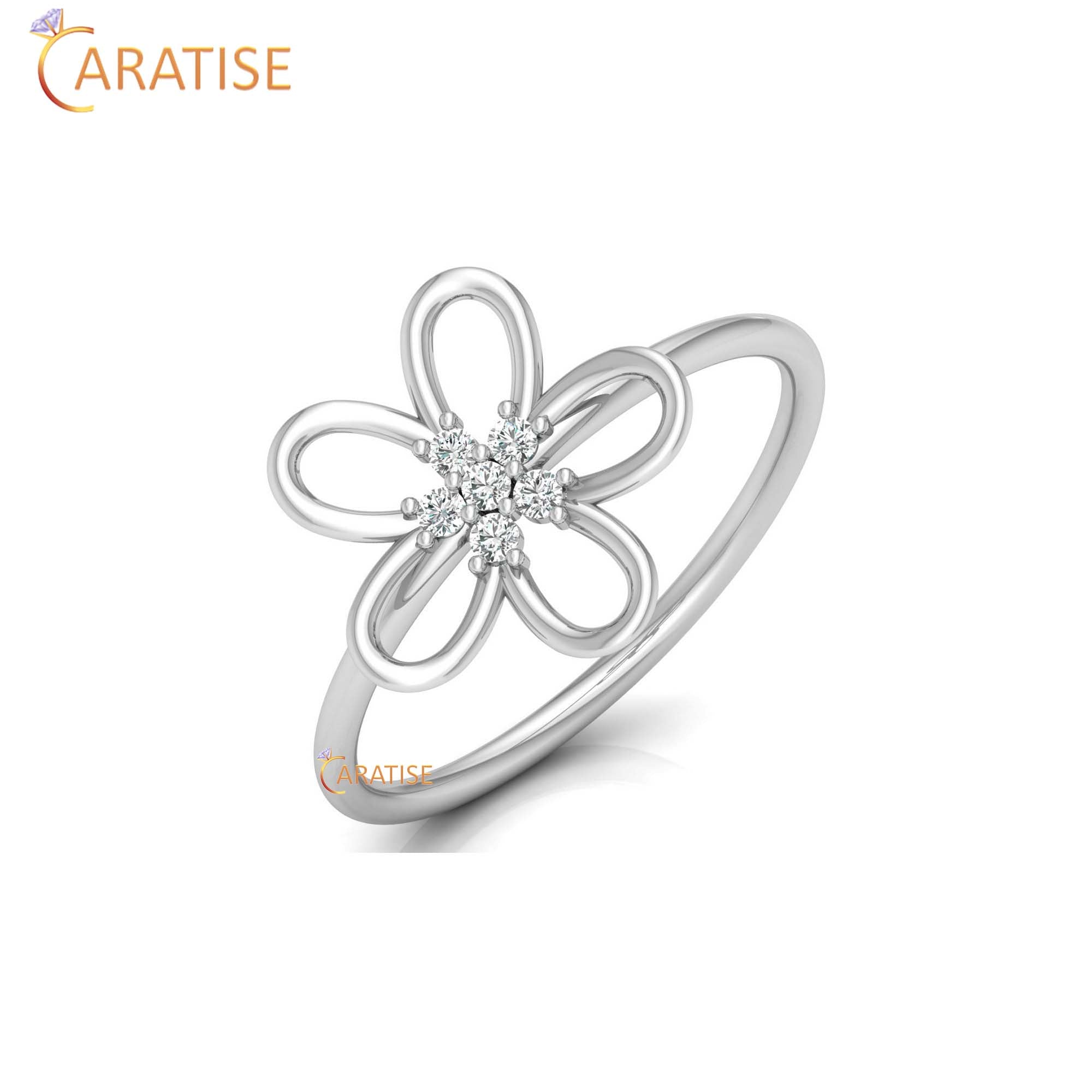 0.08 TDW Round Cut Minimalist Women's Diamond Ring