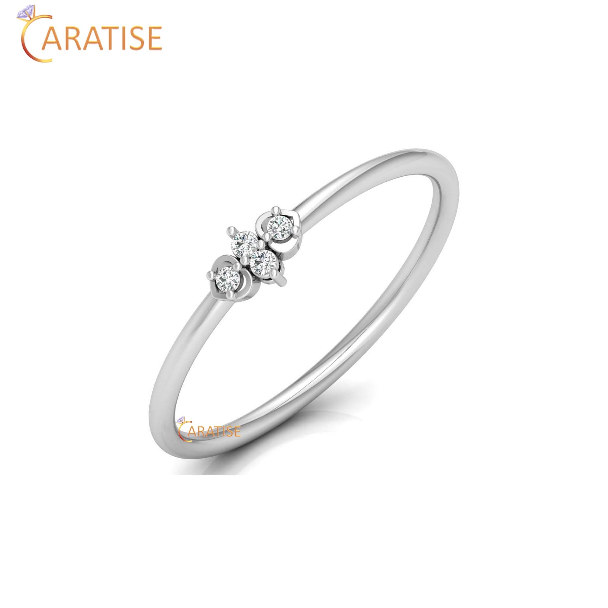 0.03 TDW Round Cut Minimalist Women's Diamond Ring