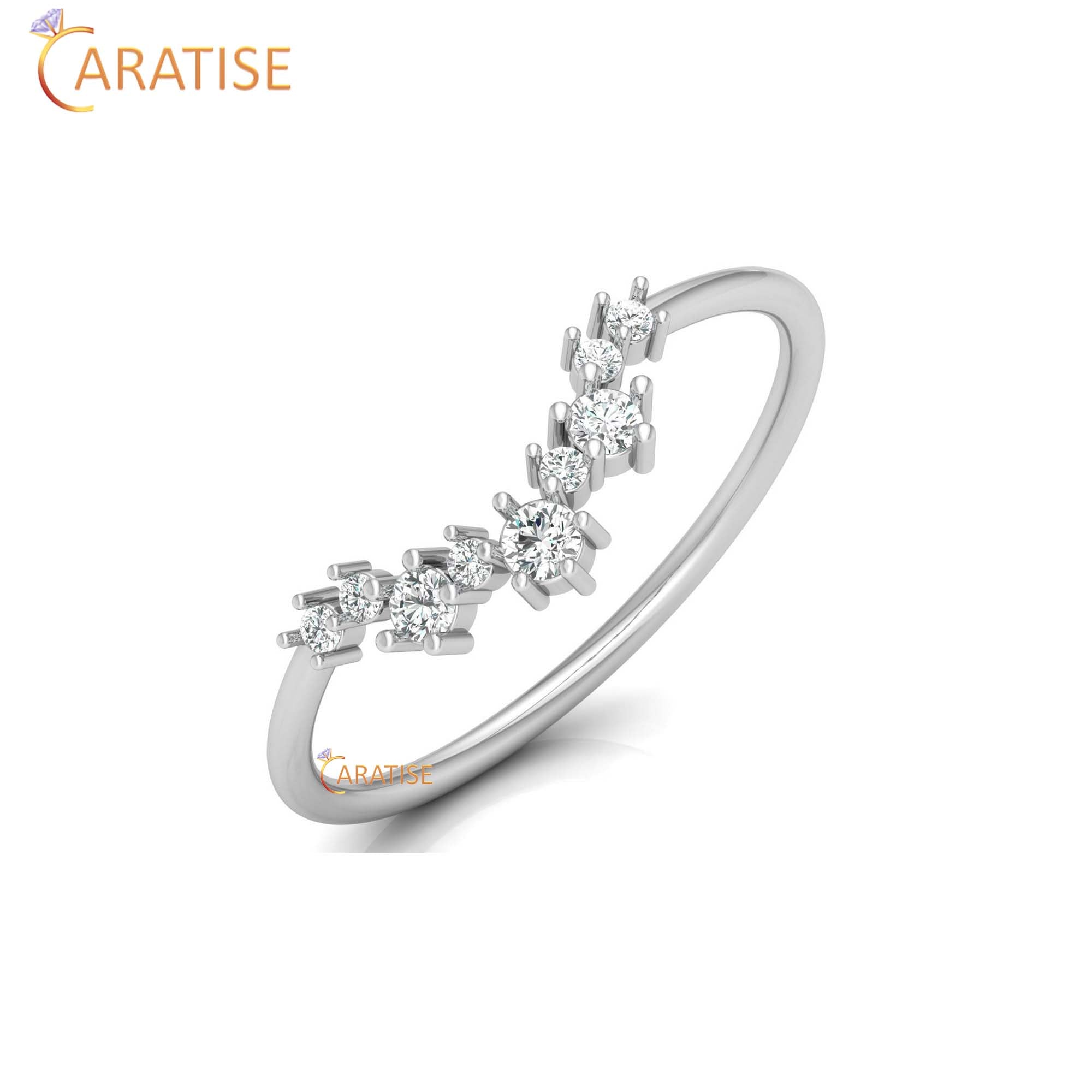 0.15 TDW Round Cut Minimalist Women's Diamond Ring