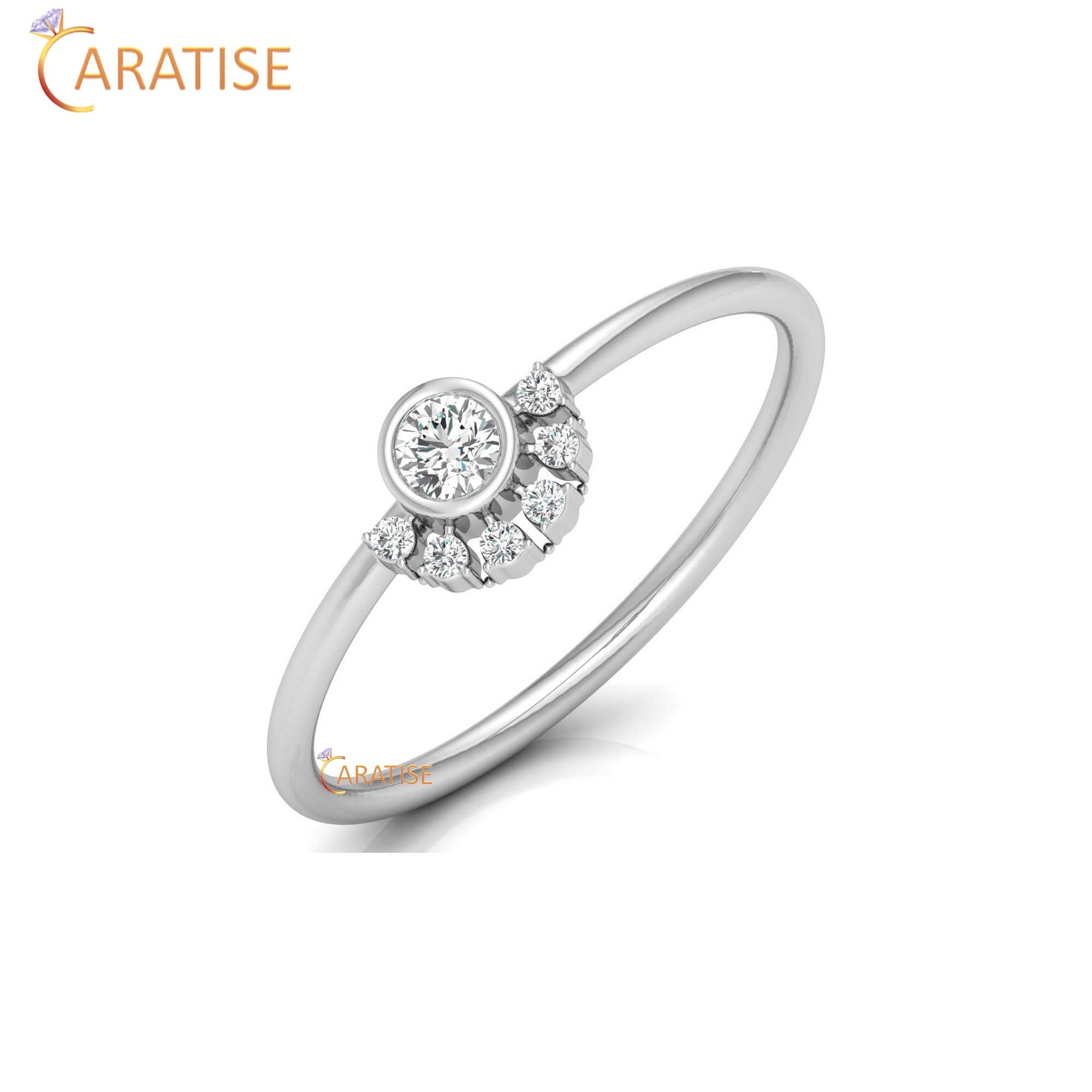 0.13 TDW Round Cut Women's Minimalist Diamond Ring