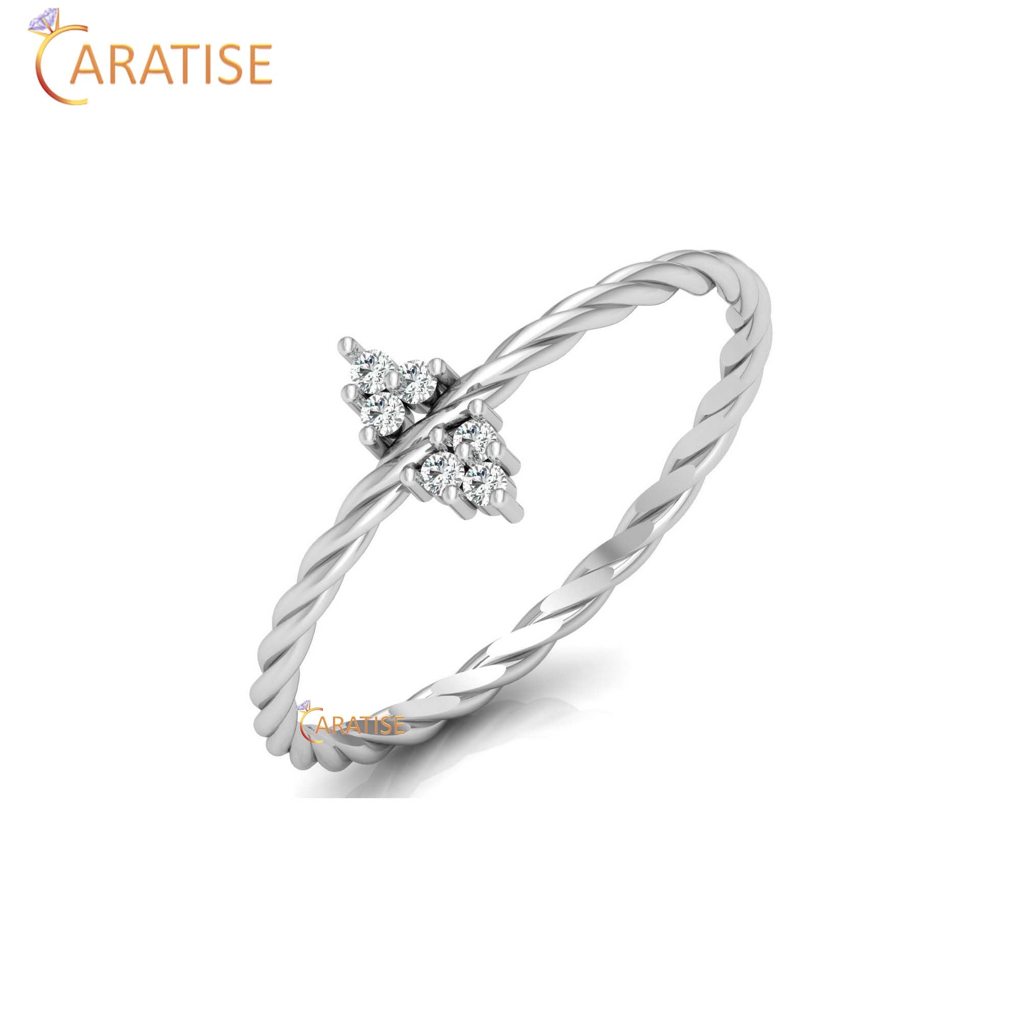 0.05 TDW Round Cut Minimalist Women's Diamond Ring