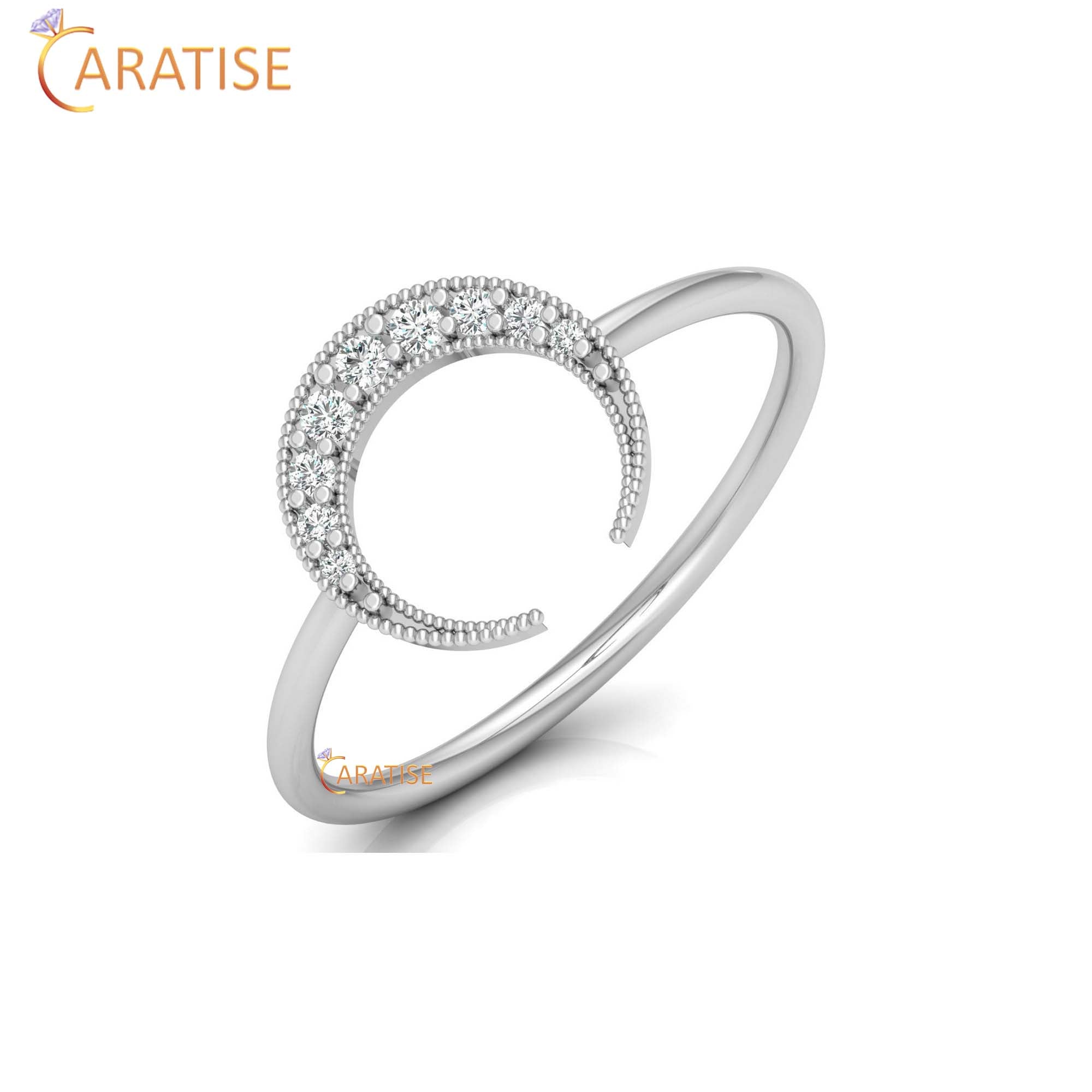 0.07 TDW Round Cut Women's Minimalist Diamond Ring