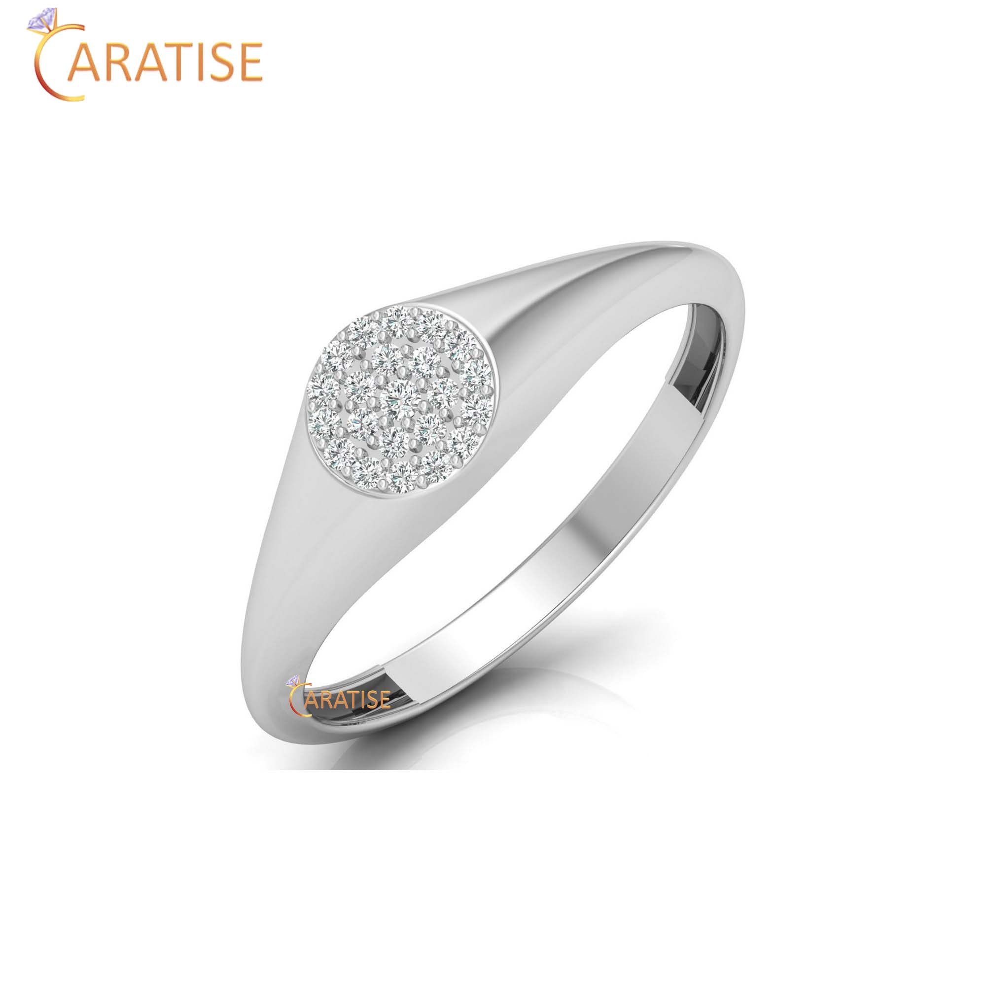 0.088 TDW Round Cut Women's Minimalist Diamond Ring
