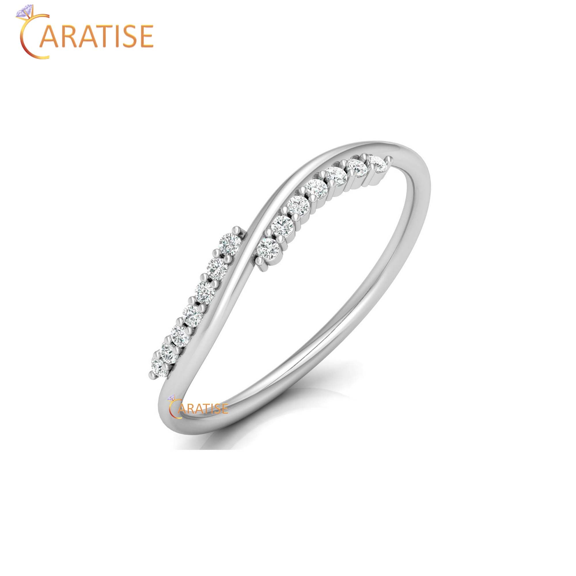 0.09 TDW Round Cut Minimalist Women's Diamond Ring