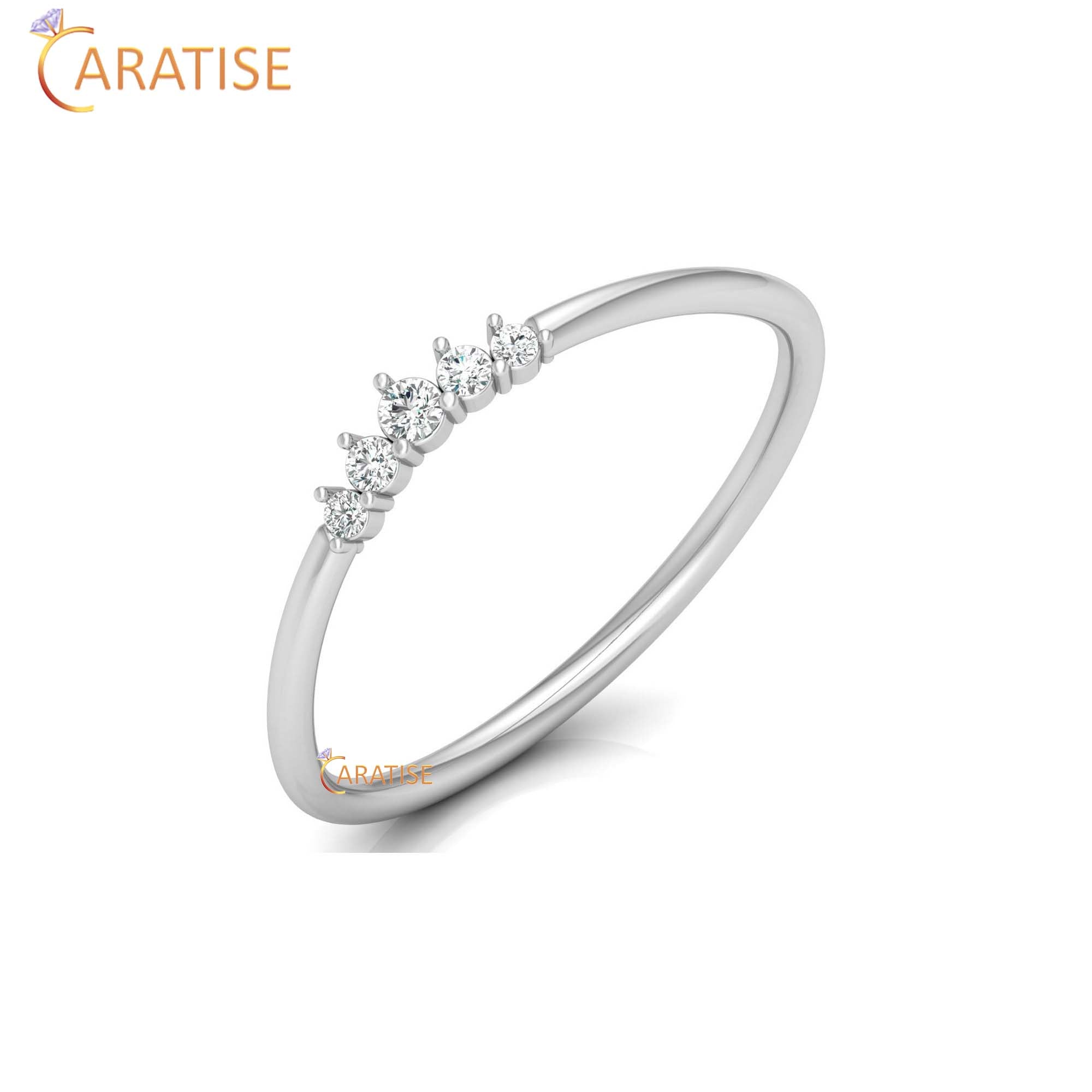 0.06 TDW Round Cut Women's Minimalist Diamond Ring