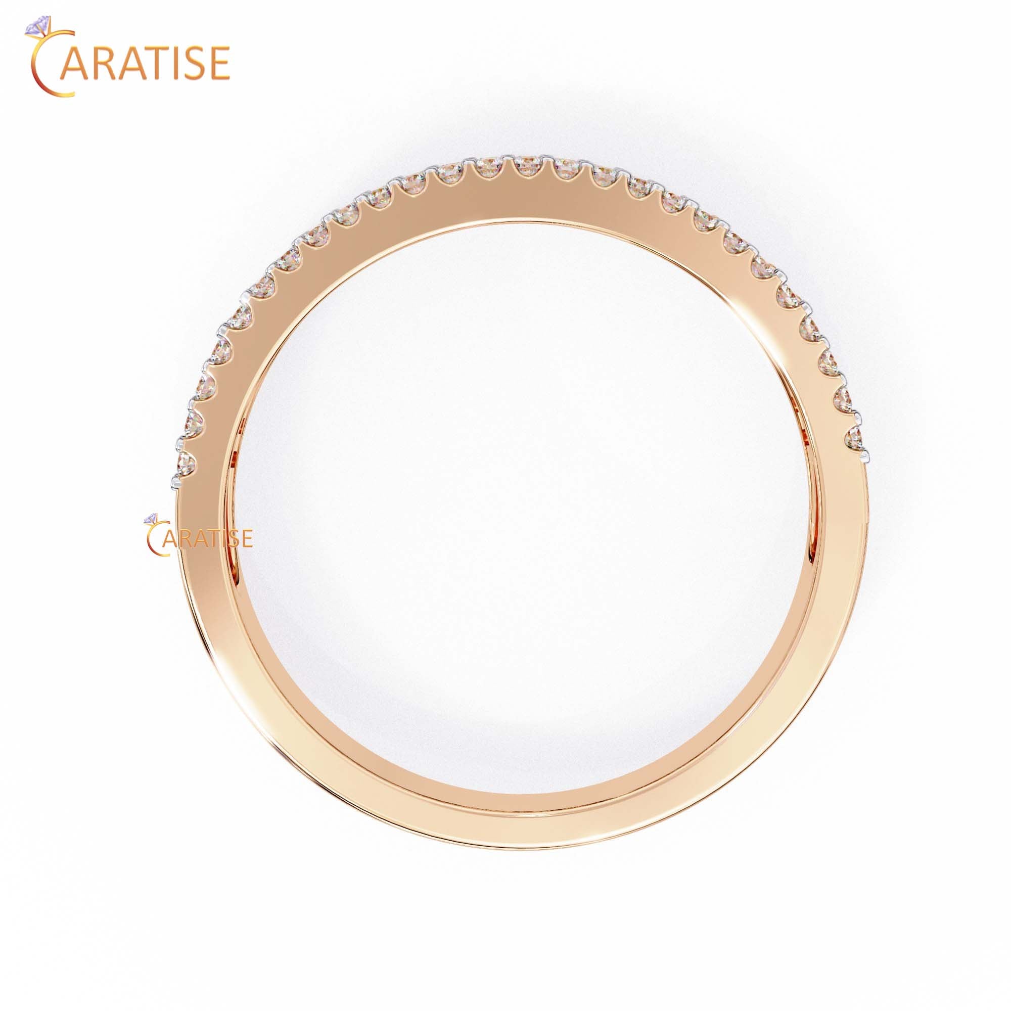 0.60 TDW Round & Baguette Cut Diamond Women's Minimalist Band